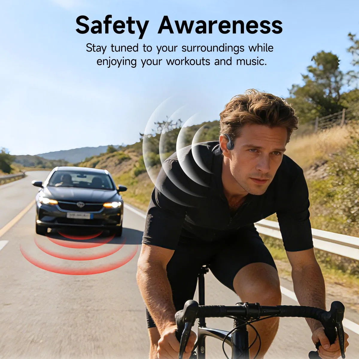 IFECCO Knochenschall Kopfhörer Bluetooth 6.0, Open Ear Kopfhörer Kabellos IP67 wasserdichte Schweißfeste Bone Conduction Headphones, Sportkopfhörer für Fitness Radfahren Läufer Fahrrad