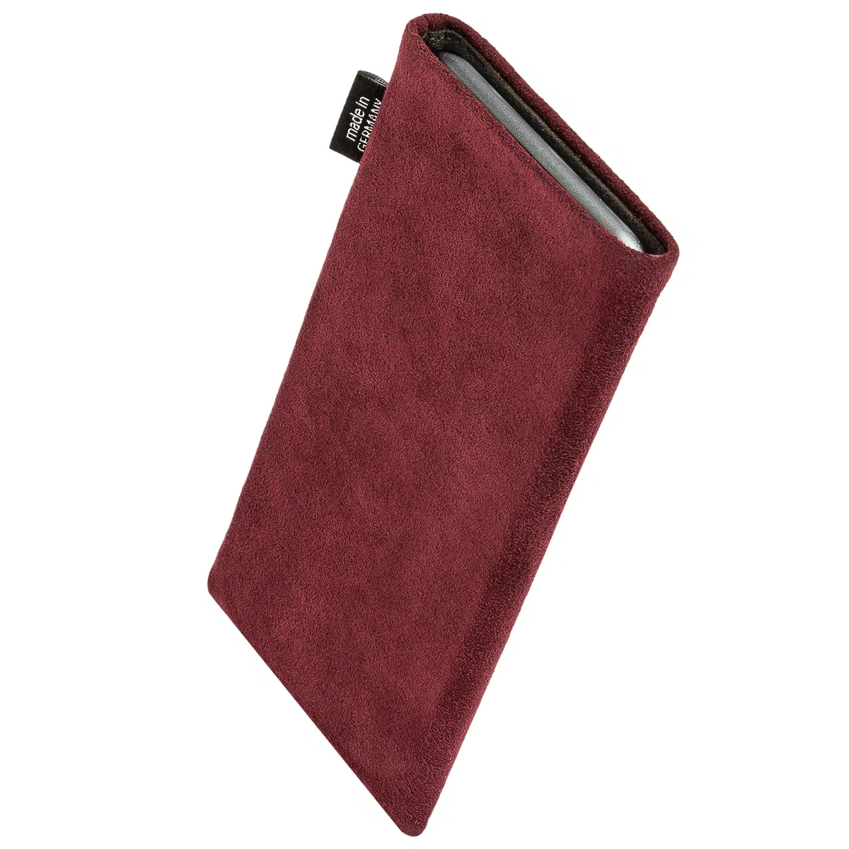 fitBAG Classic Weinrot Handytasche für Apple iPhone Air / 17 Air Tasche aus original Alcantara mit Microfaserinnenfutter | Hülle mit Reinigungsfunktion | Made in Germany