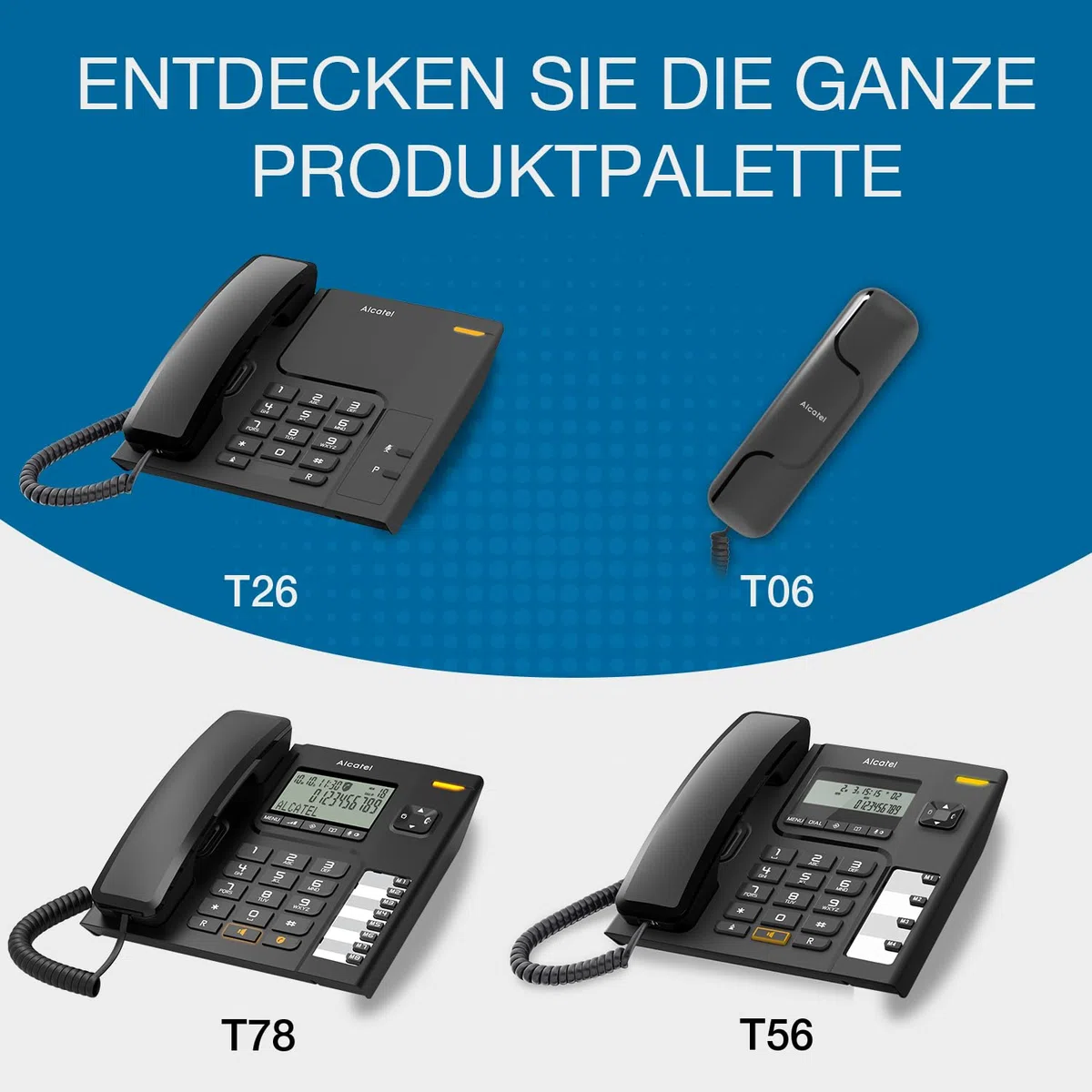 ALCATEL T78 - Schnurgebundenes Festnetztelefon - Großes alphanumerisches Display - Freisprechfuntion - Anrufsperre - Visuelle Anrufanzeige - Wahlwiederholungstaste - 8 Direktwahltasten -Schwarz