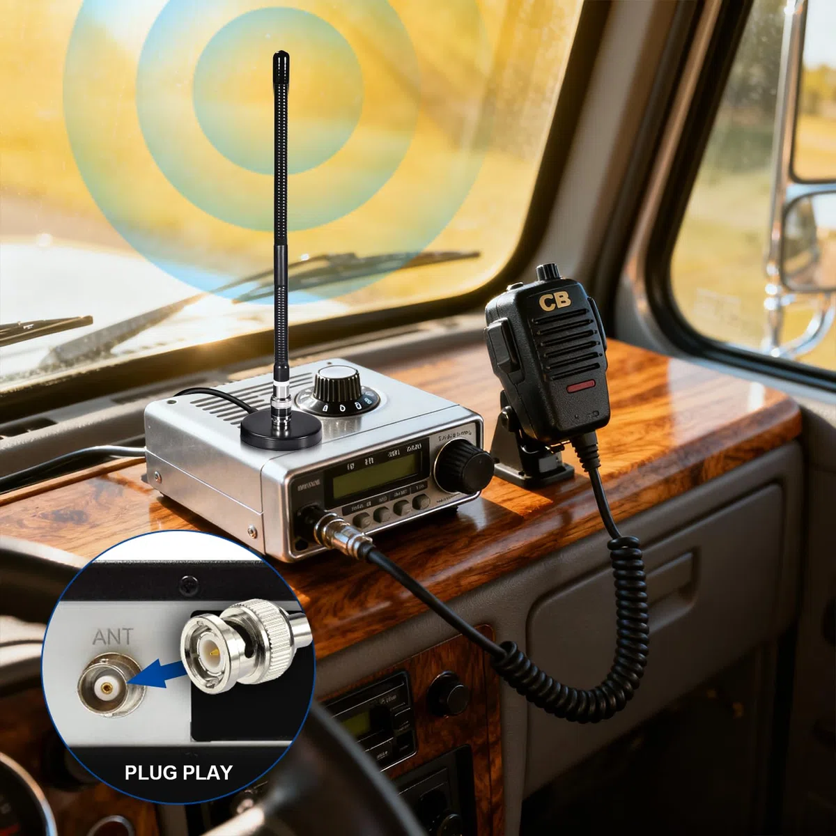 Bingfu CB Antenne 27-MHz CB-Radioantenne BNC PL259 Soft Whip Magnetfuß Antenne Kompatibel mit Cobra Midland Uniden Maxon President Tragbarer tragbarer CB-Radio-Mobilfunk-Scanner