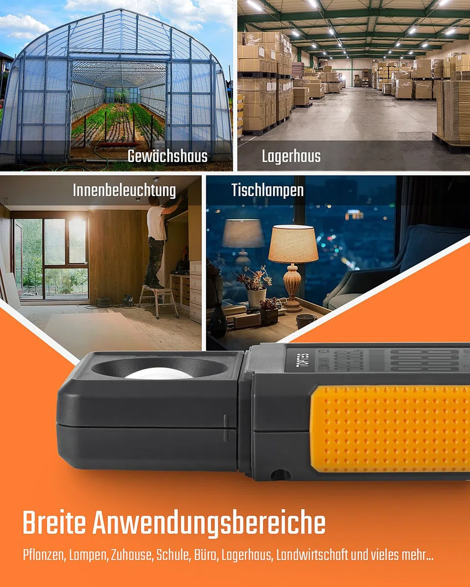 TopTes TS-710 Luxmeter mit 180º drehbarem Sensor, 0-200.000 Lux Lichtmessgerät mit Großes Backlit LCD, Messlicht für Zuhause, Zimmerpflanzen, Büro-Lernbereich - Inklusive Batterie