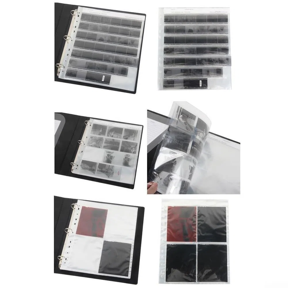 Besttoolifes Säurefreie Archivfolie Tasche Album Film Protector Aufbewahrungsbox Archivbuch mit Ring für Printfile Standard 135 35 mm 120 4 x 5 Negative Seiten Film Tasche (135 Stück 50 Stück)