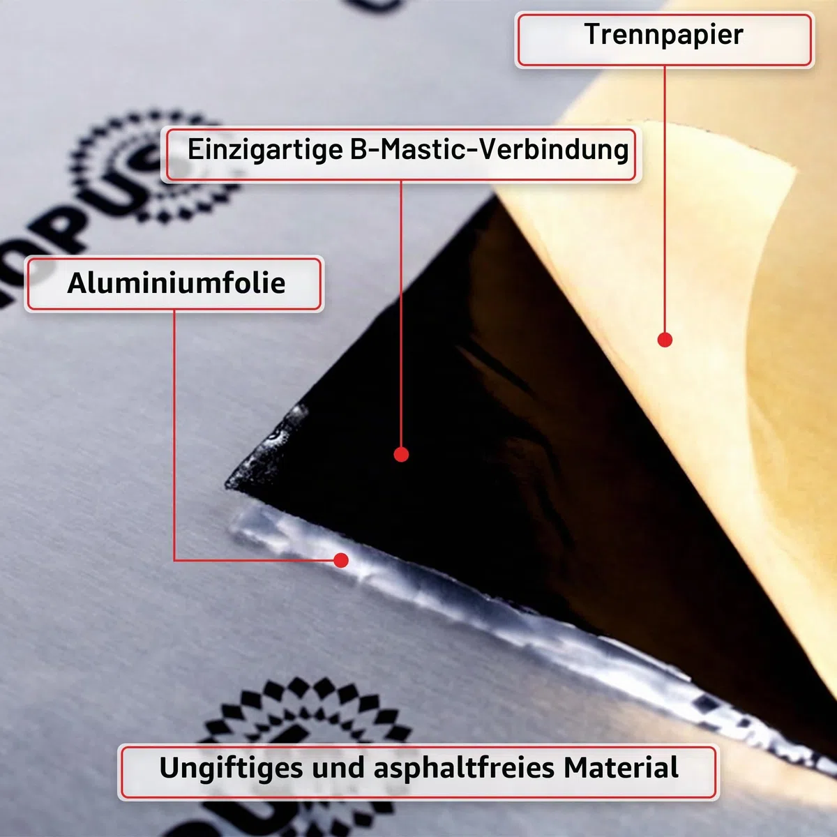 CANOPUS Professionelle Dämmmatte Auto 2mm 0,94m², 10 Blatt Schwerlast Selbstklebende Alubutyl Schalldämmung Auto, Vibrationsdämpfung für PC, Kfz, Fahrzeugboden, Seitenwände, Türen, Motordämmmatte