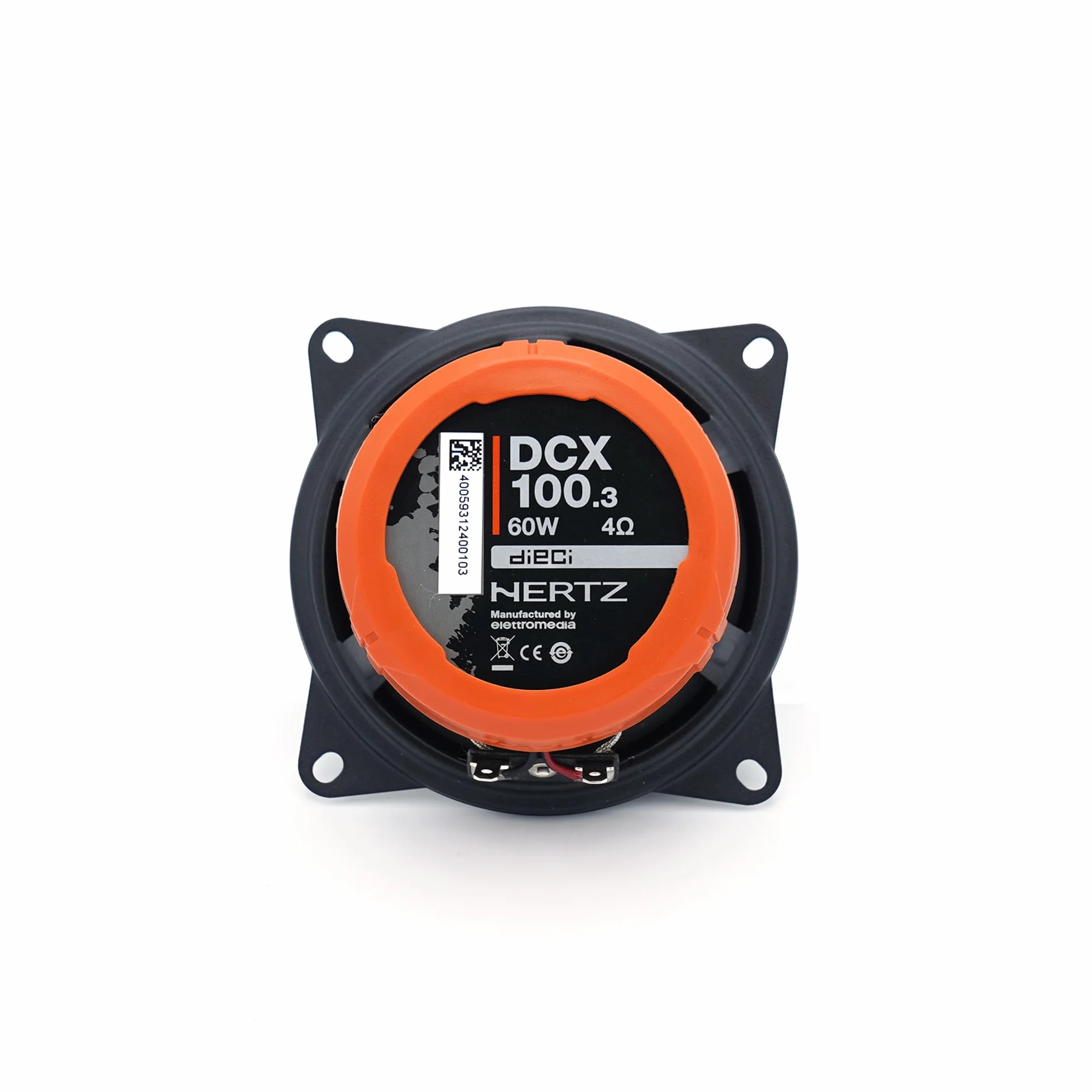 Hertz DCX 100.3 Paar 2-Wege-Koaxiallautsprecher 100 mm, 60 W | wasserabweisendes Presspapier, PEI-Hochtöner 15 mm, 4 Zoll, 30 W RMS, 4 Ohm, 92 dB, 70-21000 Hz, Neodym-Magnet