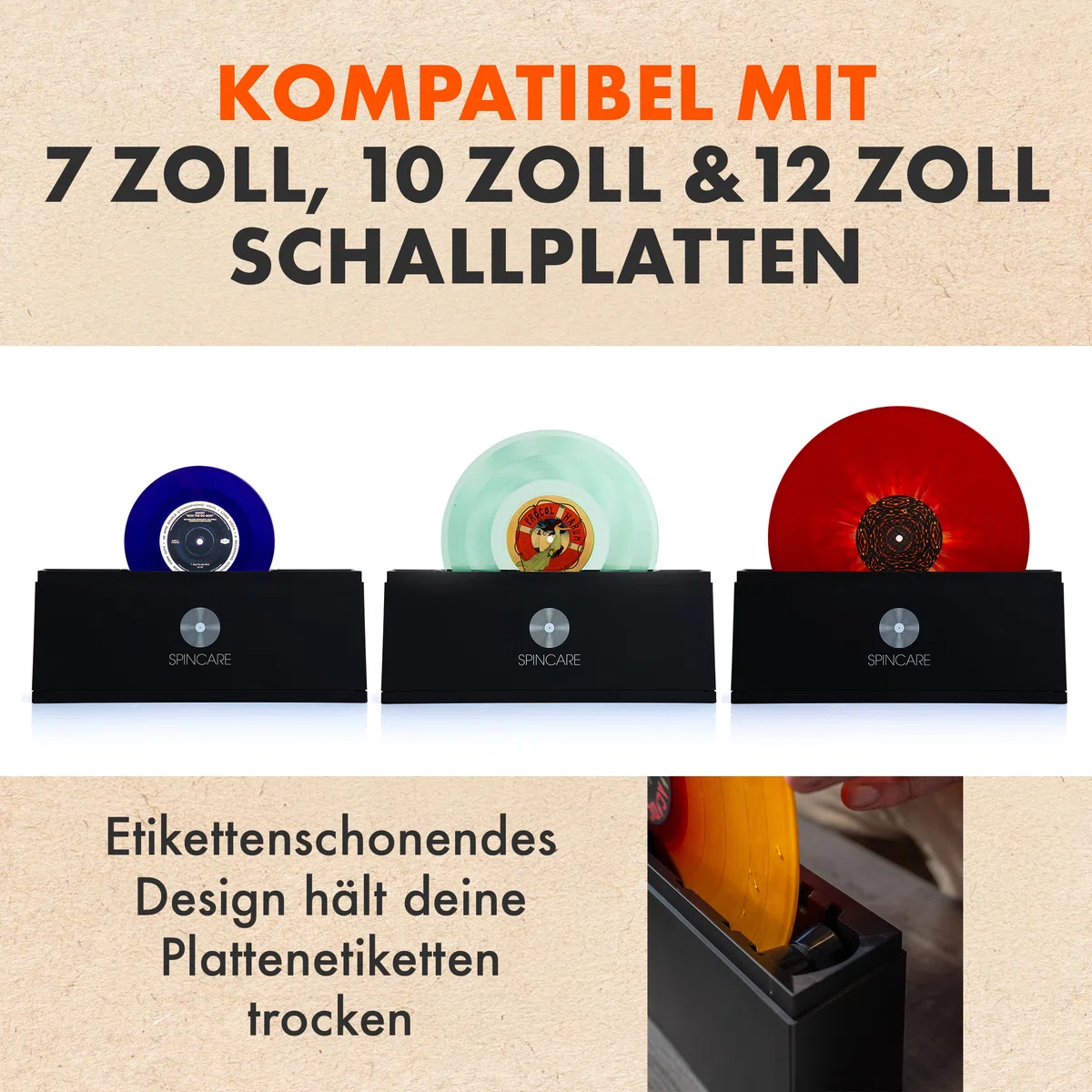 SPINCARE Schallplatten Reinigung für 18-25-30 cm Vinyl Schallplatten - Reinigungssystem mit Reinigungslösung - Mikrofasertüchern - Waschschüssel - Zubehör - Reinigt 500 LPs | Reinigungsset mit Wäscherlösung und Zubehör, reinigt 500 LPs und schützt Etikett