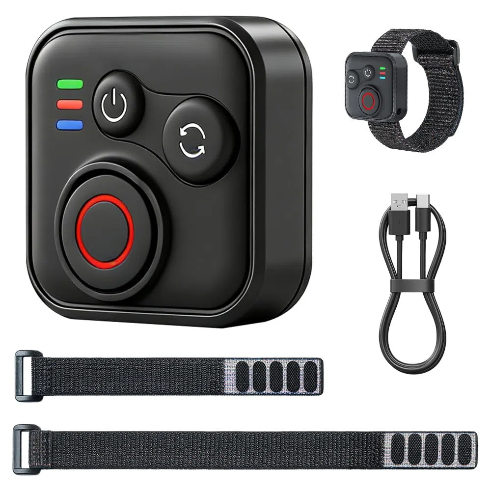 Bluetooth Fernbedienung für Insta360 X5/X4/X3/Ace Pro/Ace Pro 2/GO3S/GO3/GoPro/ONE R/RS/Hero 11/12/13/IOS/Android Smartphone, SGZIOO 50m Reichweit, 96h Ausdauer, Wasserdicht mit Handschlaufe