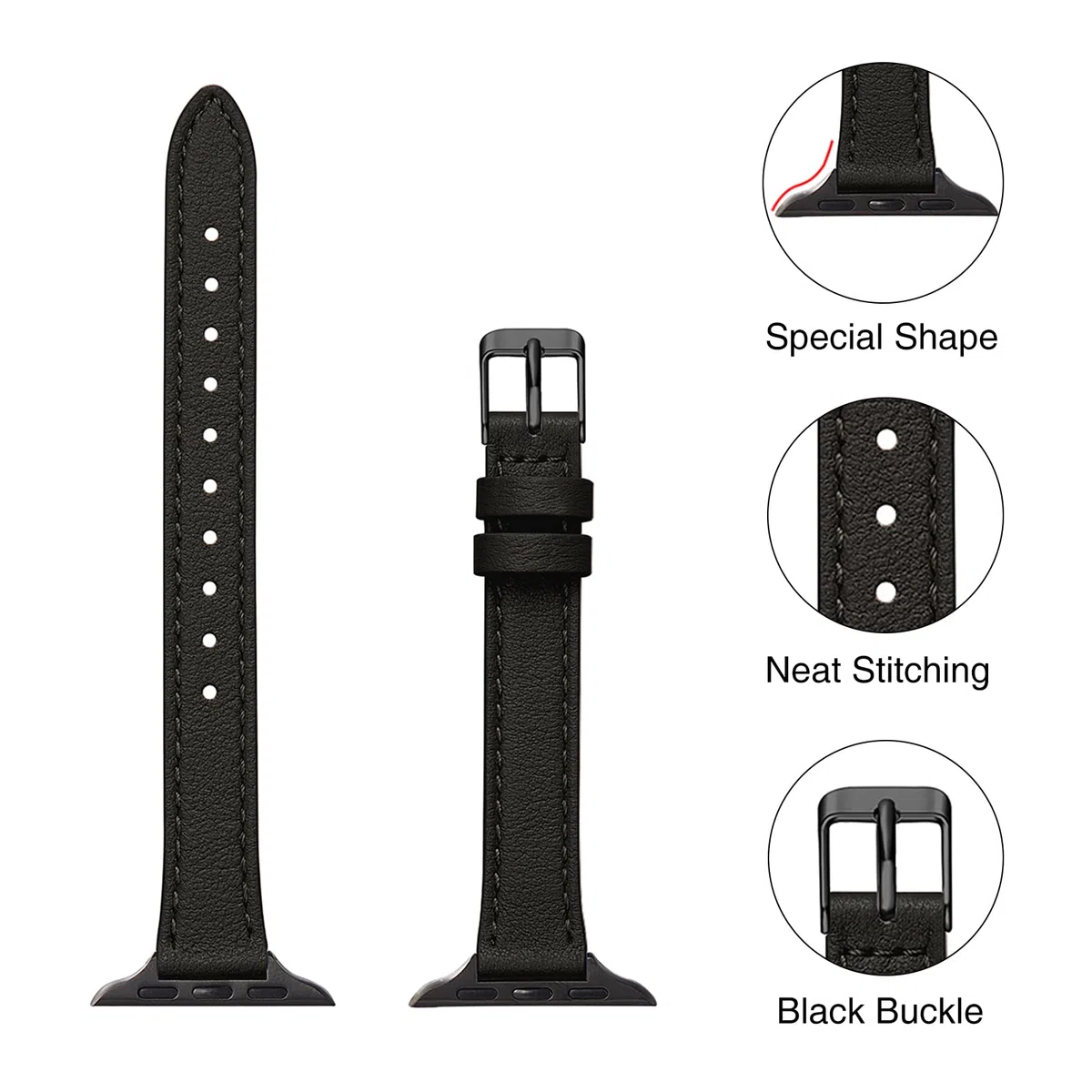 Leder Armband Kompatibel mit Apple Watch Armband 41mm 40mm 38mm 44mm 42mm 45mm 46mm 49mm, Dünnes Damen Ersatzarmband für iWatch Series 11/10/9/8/7/6/5/4/3/2/1, SE 1-3