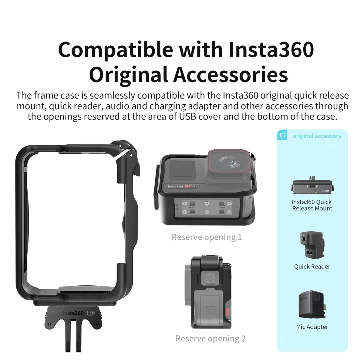 Schutzrahmen Halterung für Insta360 Ace Pro 2, Vertikal Horizontal Halter Mount Kamera Käfig Zubehör für Insta360 Ace Pro 2/Insta360 Ace Pro/Insta360 Ace