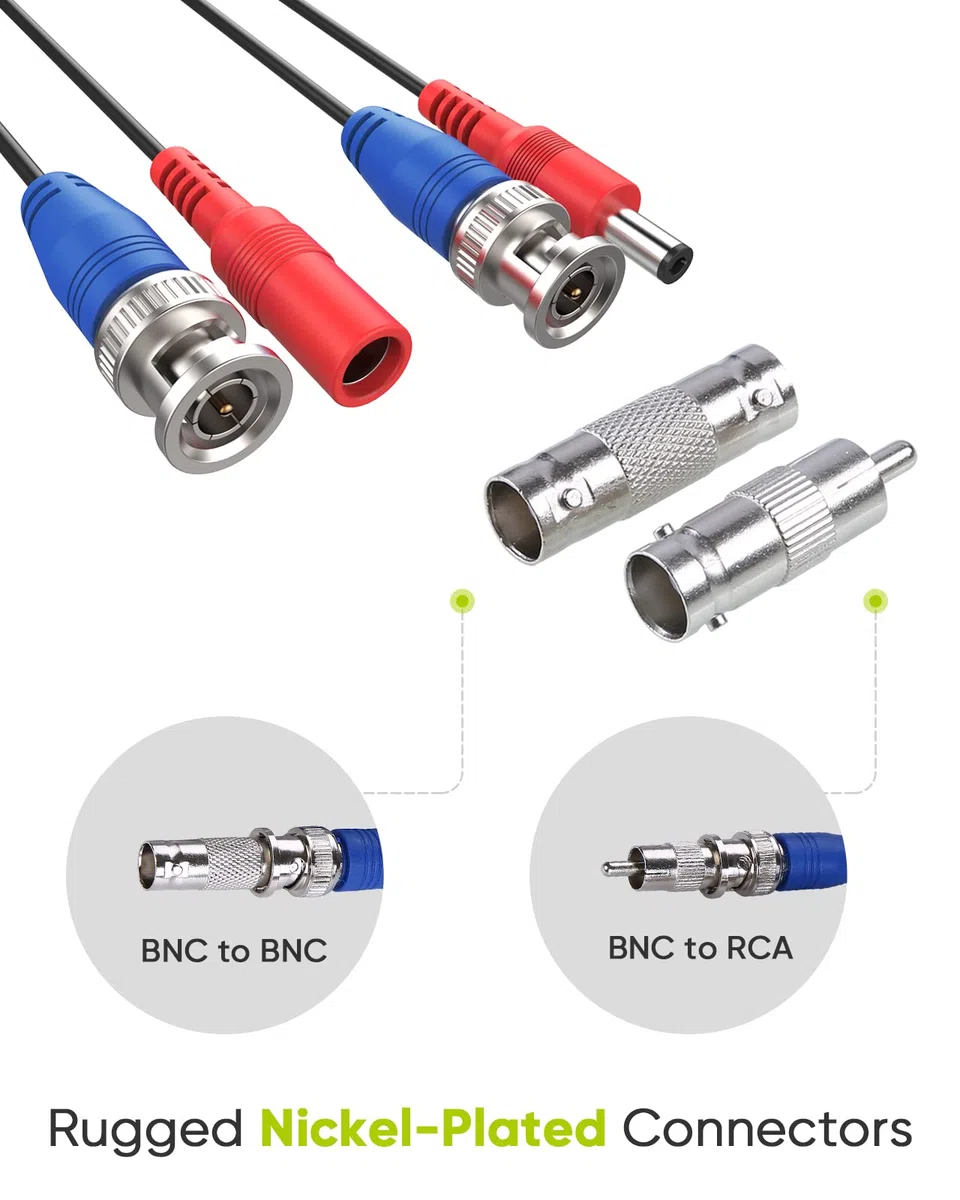 4er-Pack Sonderausführung 30 m / 100 Fuß BNC-Video-Stromkabel für HD-CCTV-Kamera DVR-Sicherheitssystem (schwarz)