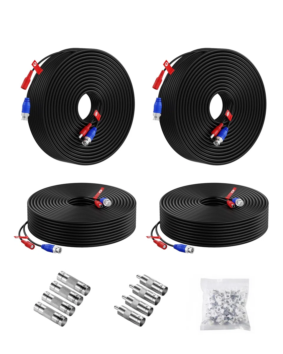 Anlapus 4 Stück 30 Meter AHD/TVI/CVI Vorgefertigt Kabel BNC Video & Power Verlängerungskabel für CCTV System von 960 H bis 1080P Auflösung