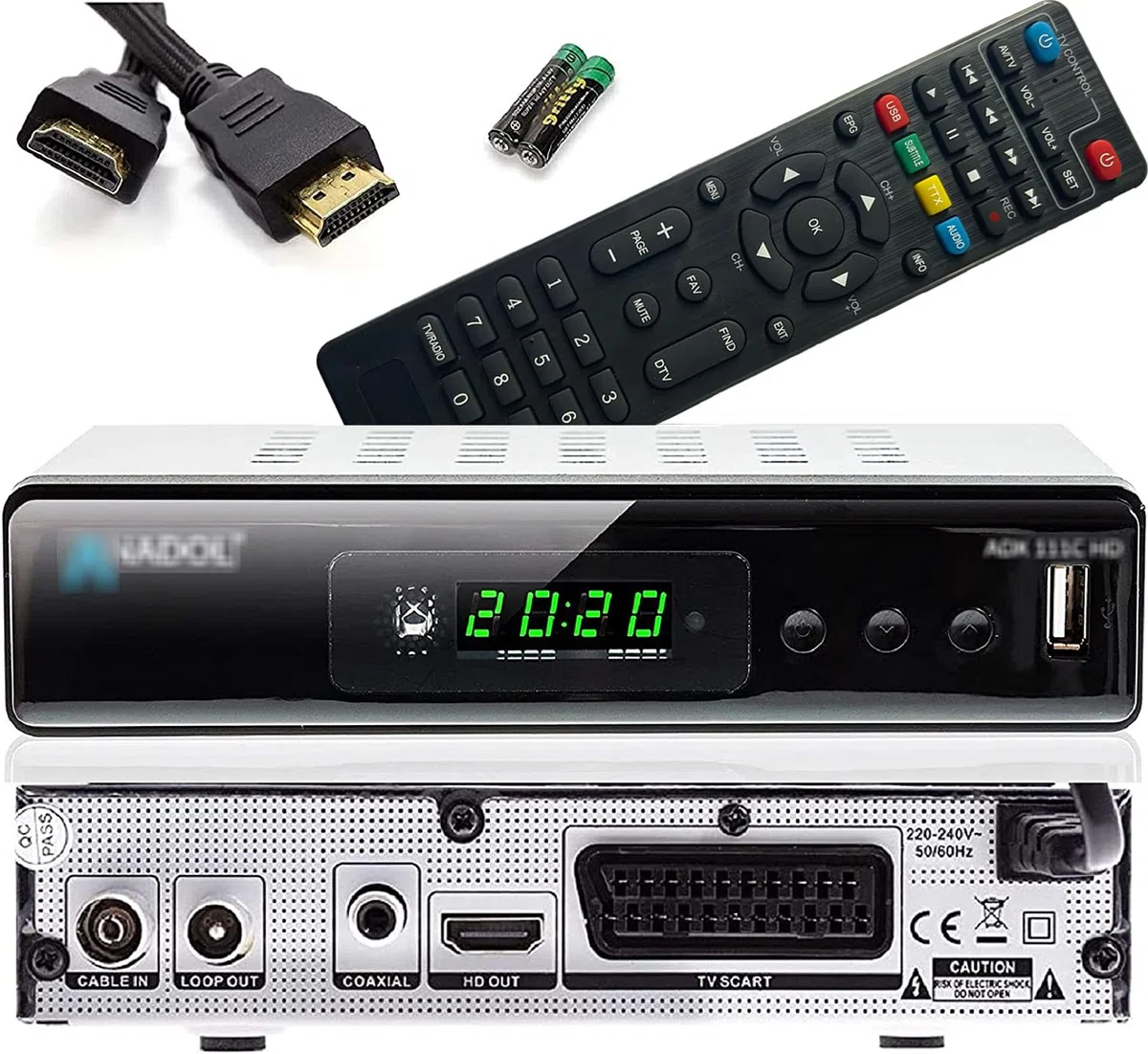 Full-HD Kabelreceiver Digital DVB-C (HDMI,Scart,USB,PVR,Display,Tasten, 2in1 Fernbedienung)