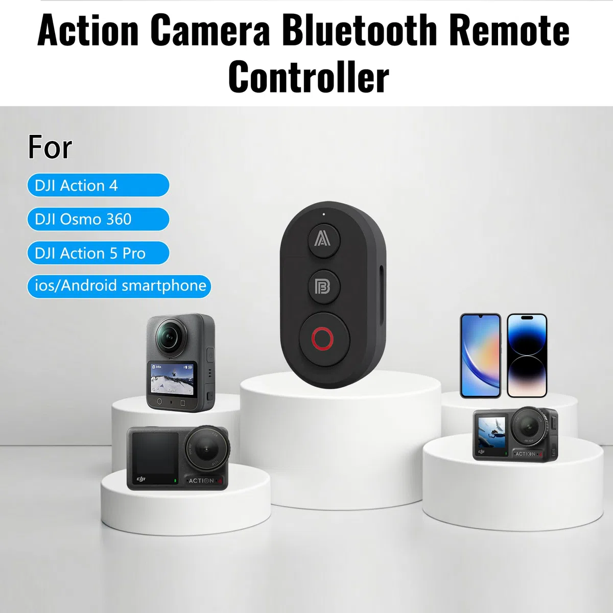 Fernbedienung kompatibel mit DJI Action 6/Action 5 Pro/Action 4 Kameras | 25m Reichweite Präzise Bewegungsverfolgung Intelligenz Armband Fahrradhalterung, Handy Funk Fernbedienung