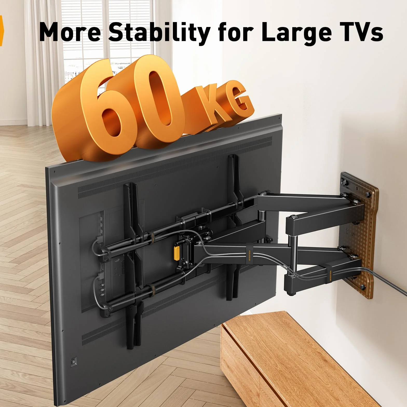 Perlegear TV Wandhalterung für 32-85 Zoll TVs bis zu 60 kg, Schwenkbar Neigbar Wandhalterung Fernseher, Fernseher Halterung mit werkzeugfreier Neigung, Max VESA 600x400mm, PGLF6
