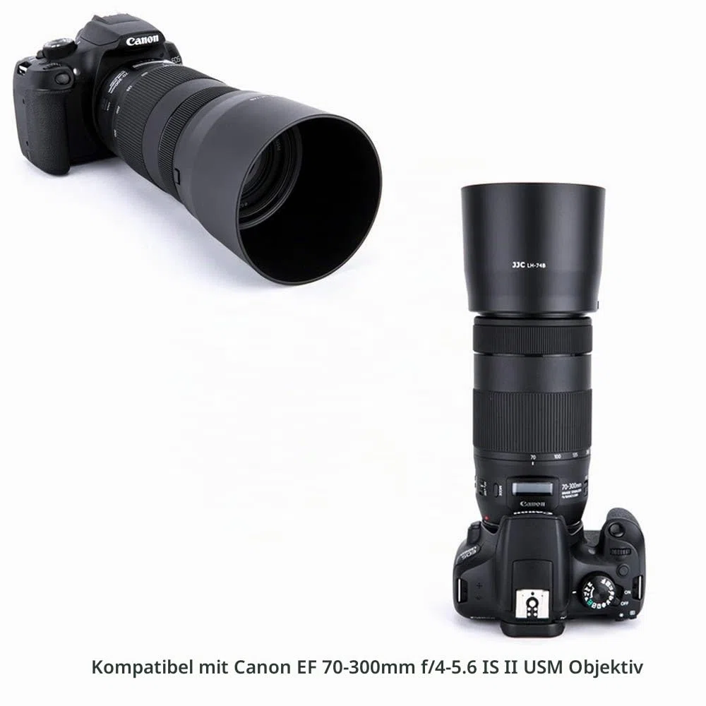 JJC Gegenlichtblende mit 67mm UV-Filter für Canon EF 70-300mm F4-5.6 is II/RF 100-400mm F5.6-8 is Objektiv, Ersetzt Canon ET-74B Gegenlichtblende