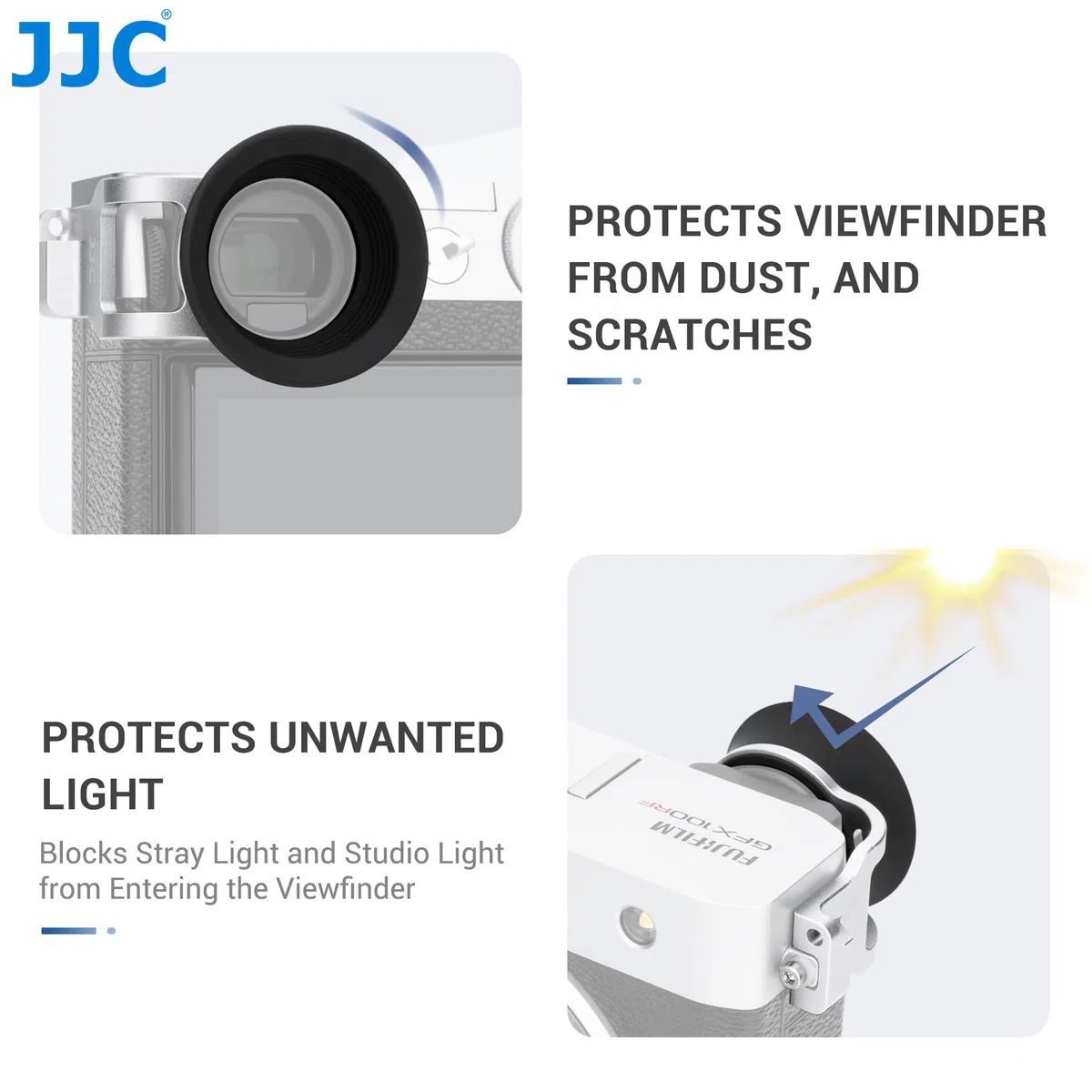 JJC Runde weiche Silikon-Augenmuschelkamera, Sucher kompatibel mit Fujifilm GFX100RF Kamera, Sucher Okularanpassungskamera Augensensor & Dioptrieneinstellrad (einfach zu installieren mit Öse) schwarz