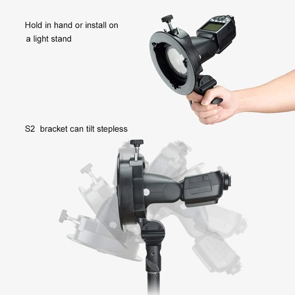 Godox S2 Blitzhalterung Bowens Halterung fürV1,AD200Pro,AD400Pro, AD200,V860II,TT685II,TT350 und Snoot, Softbox, Reflektor, Diffusor