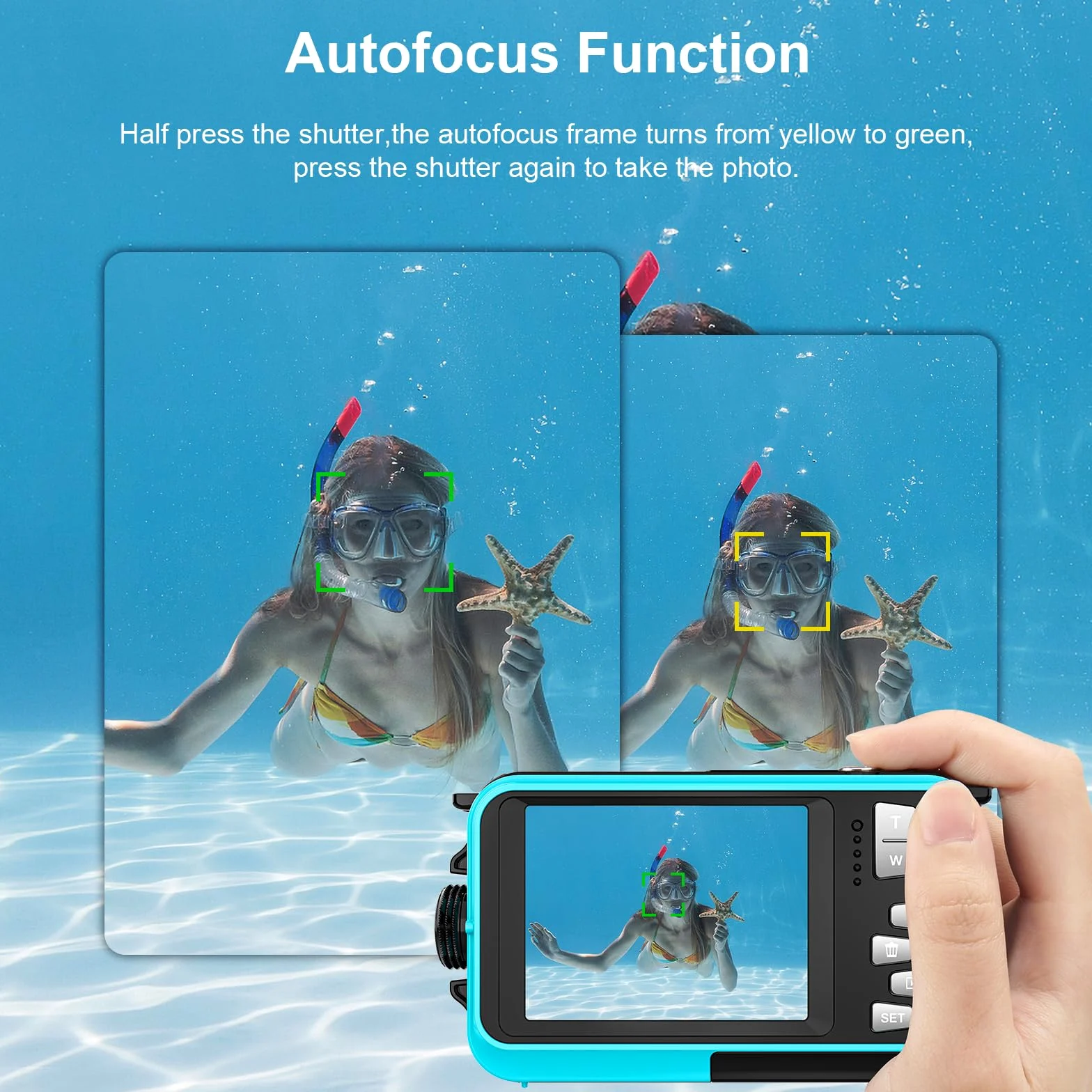 Digitalkamera, Yixinxin 4K Unterwasserkamera, 64MP Autofokus 16FT Digitalkamera wasserdichte mit 32GB Karte, Dual-Screen Selfie 1250mAh Batterie, 16X schwimmfähig Digital für Schnorcheln