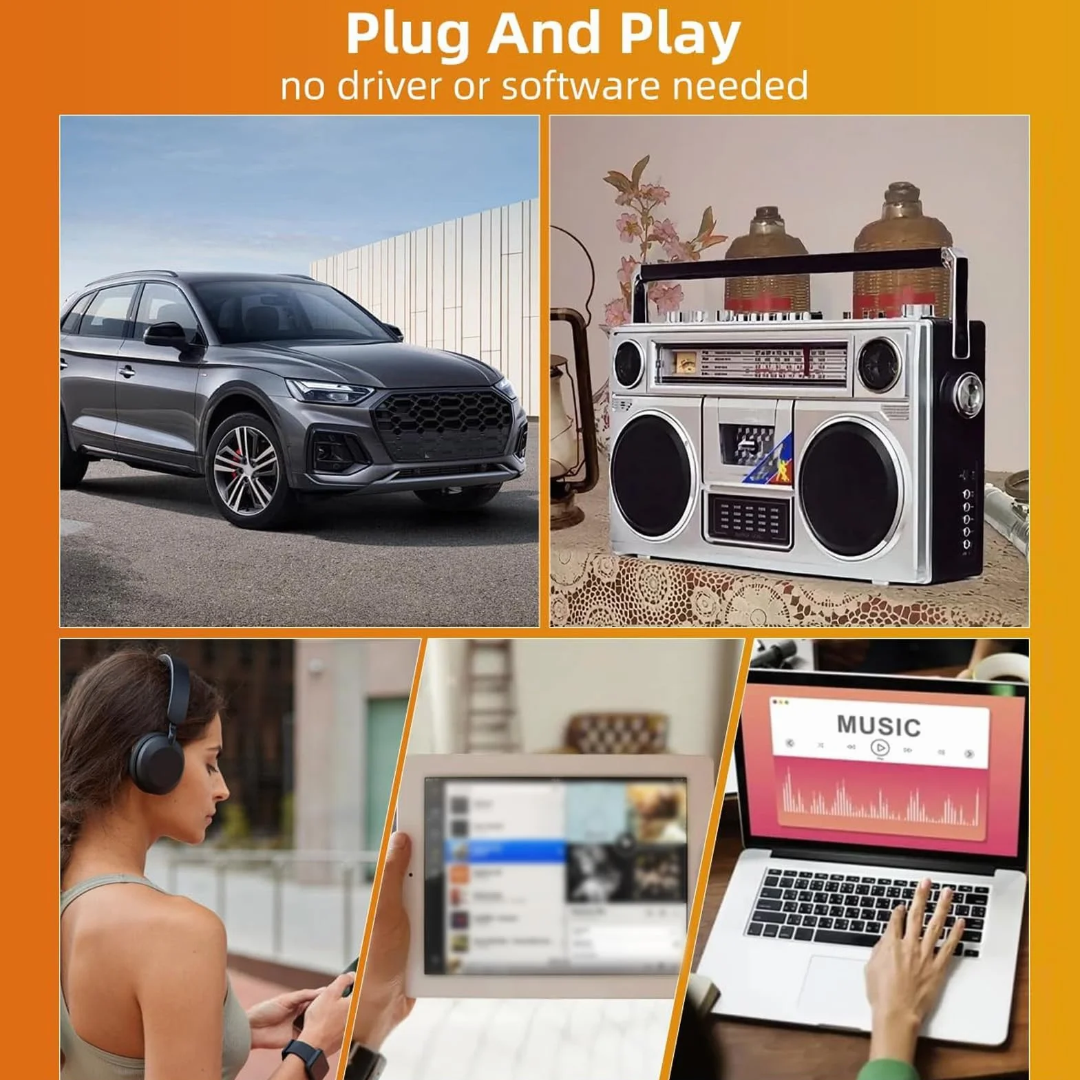Tosuny Bluetooth Kassettenadapter für Autos mit Lenkradfernbedienung – kabelloser Kassettenrekorder mit BT 5.4 Empfänger, Freisprechen und Musik Streaming vom Smartphone/SD Karte