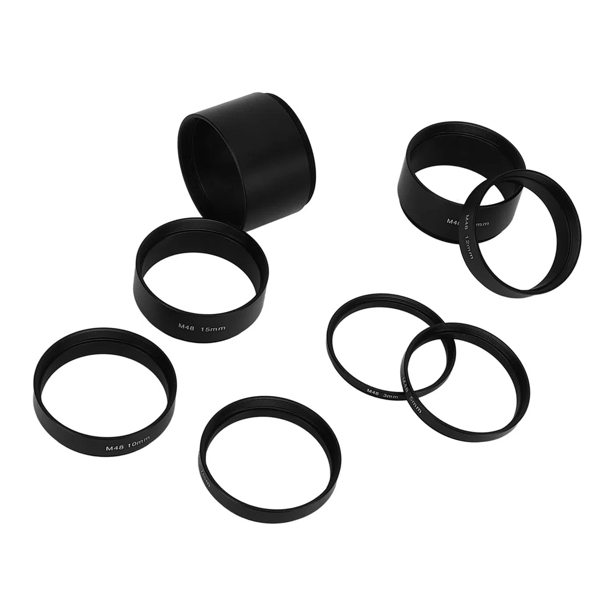 Teleskop-Verlängerungsrohr-Set,8 Stück M48 X 0,75 Brennweiten-Verlängerungsrohr-Set 3 5 7 10 12 15 20 30 Mm Verlängerungsring Erweiterungsring für die astronomische Teleskopfotografie