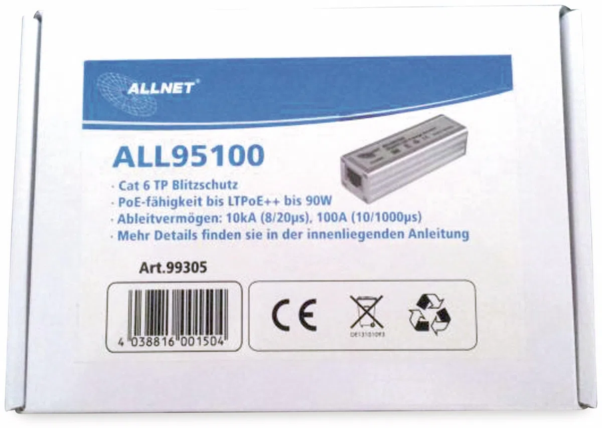 ALLNET ALL95100 LAN Ueberspannungsschutz 10/100/1000 1St