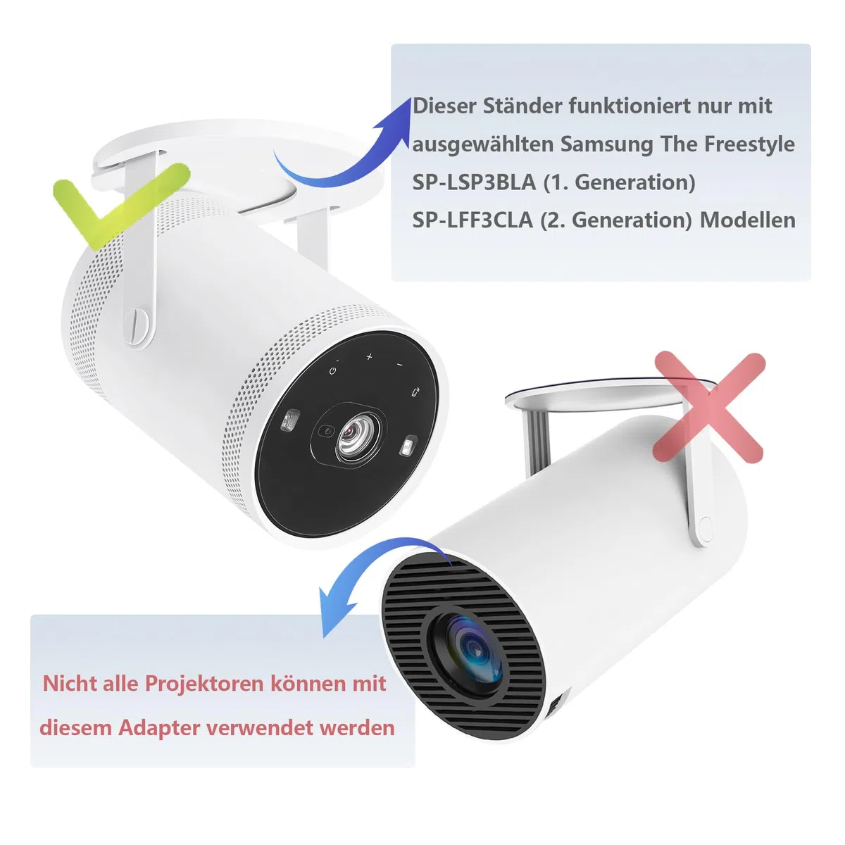 Freestyle Halterung Kompatibel mit Samsung The Freestyle Beamer für SP-LSP3BLA, SP-LFF3CLA, SP-LSP3BLAXXL, SP-LFF3CLAXXXY, SP-LFF3CLAXXXP, SP-LFF3CLAXXZA Zubehör