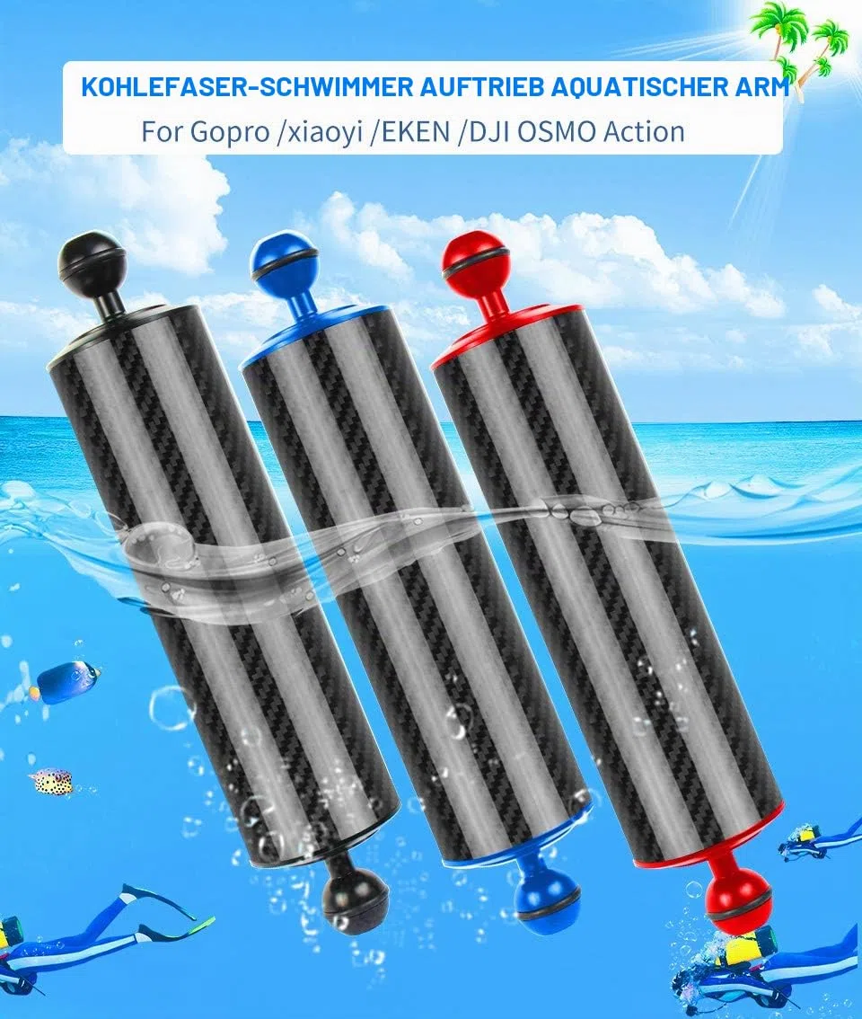 D60 mm Tauch Schwimmer Wasserlampe, Arm 108 g – 584 g 2,5 cm Doppelball 5/8/10/12 Zoll Unterwasserkamer (20,3 cm – 312 g, rot)