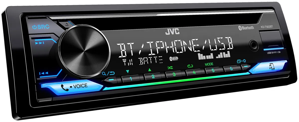 JVC KD-T922BT CD-Receiver, 1-DIN, mit Blutooth, Spotify, USB, AUX, Variable Farbbeleuchtung