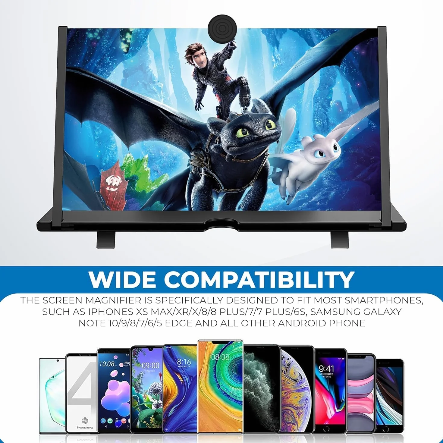 16 Zoll Handy Bildschirm vergrößerung, Handy Lupe für Smartphone, 3D HD Handy Bildschirmlupe Vergrößerung für alle Smartphones, für das ansehen von filmvideos