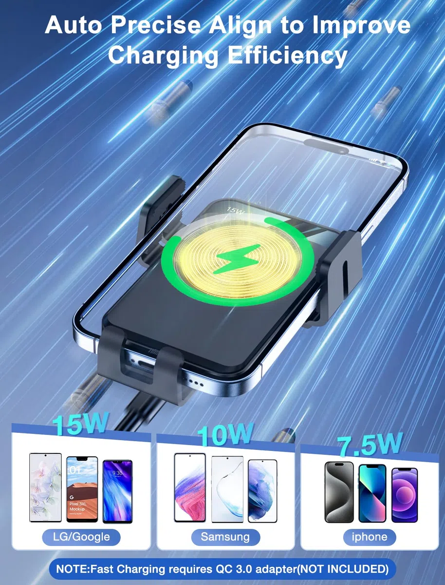 MOKPR Handyhalterung Auto mit Ladefunktion, 15W Induktive Ladestation Auto Handyhalterung Auto Induktives Laden Handyhalterung für iPhone 17/16/15/14/13/12 Samsung Huawei LG Xiaomi usw (Schwarz)
