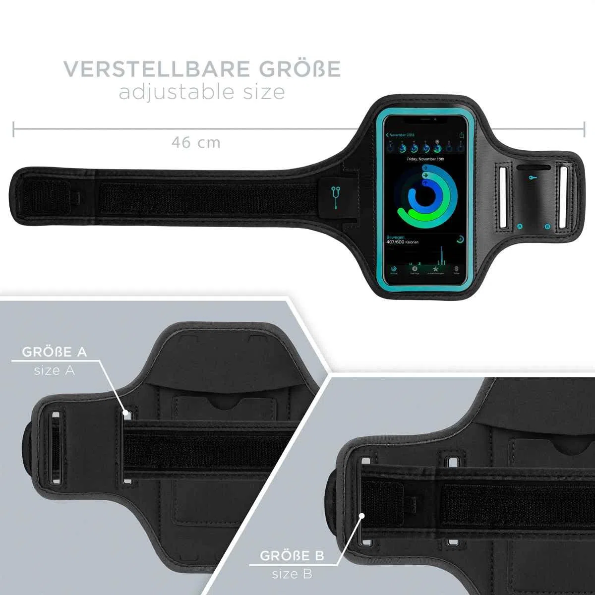 ONEFLOW Workout Case für Samsung Galaxy A55 5G Sportarmband zum Joggen mit Touch Fenster, Handy Armband für Sport und Outdoor, Handyhalterung für den Arm, Lauftasche Jogging, Blau