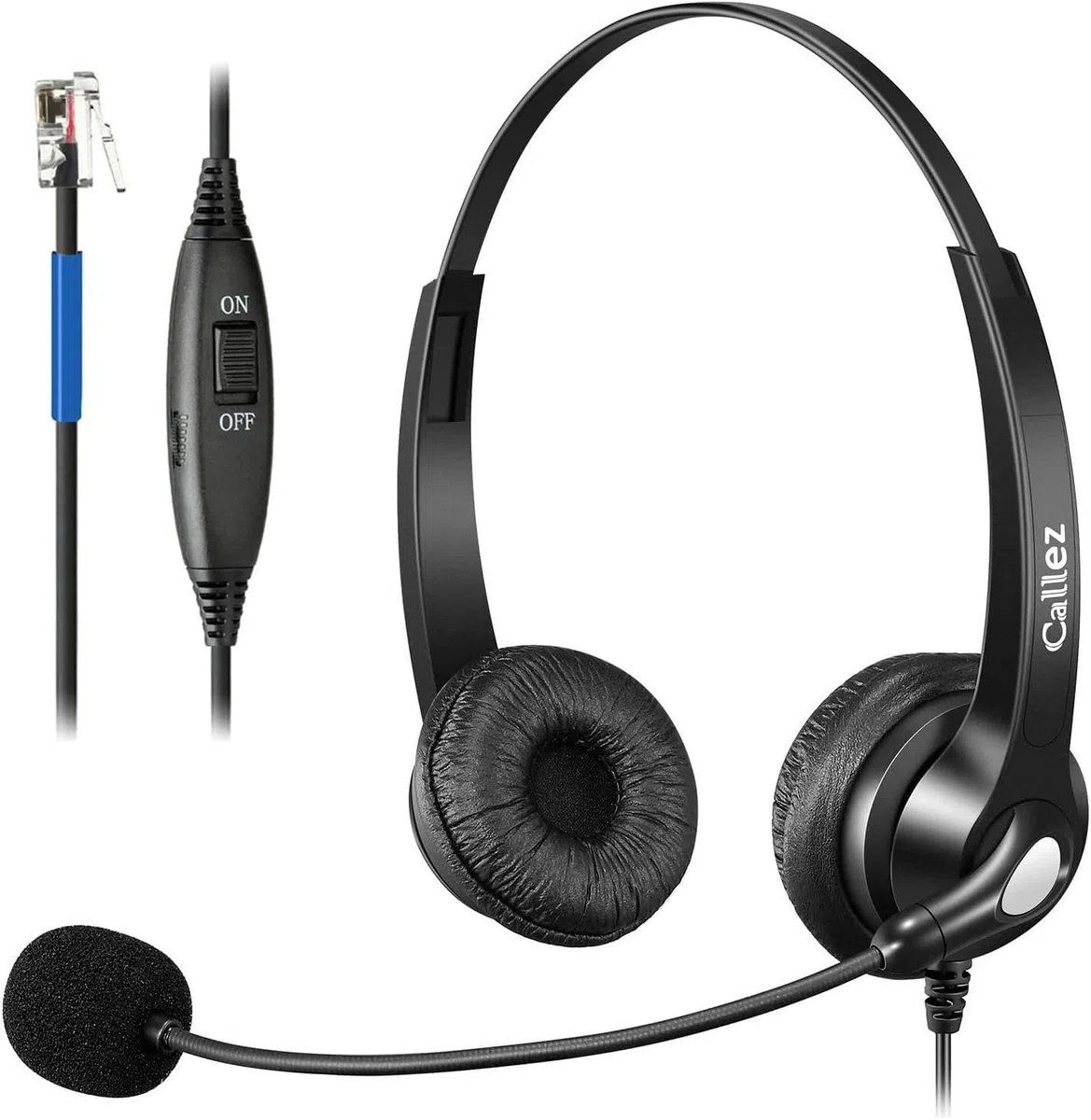 Telefon Headset RJ9 mit Mikrofon Noise Cancelling, Festnetztelefon Kopfhörer Binaural für Cisco 8811 7841 7942G 8841 8845 8851 8861 6851 Büro Call Center IP Telefone Plantronics M10 M22 Amplifier