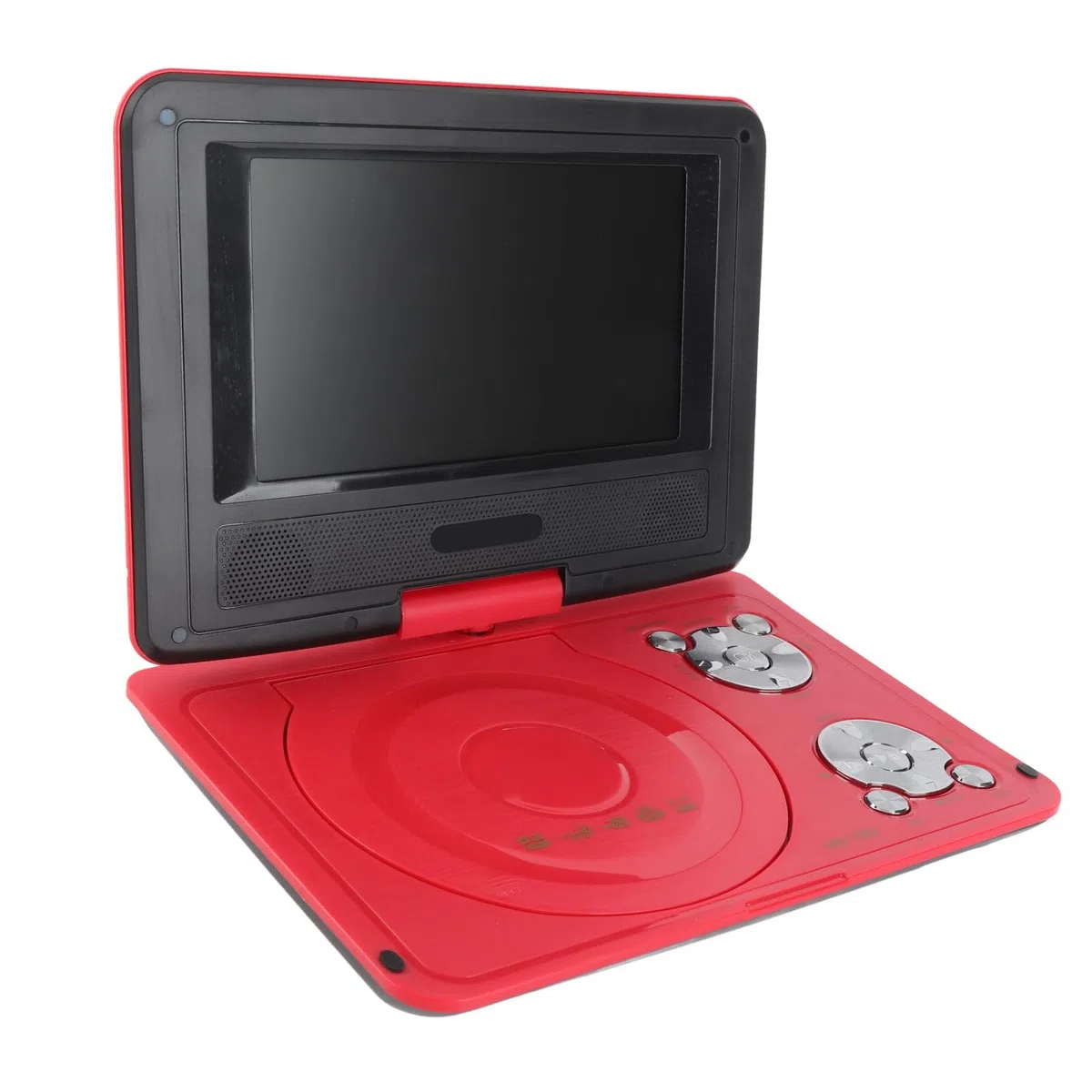 Tragbarer DVD-Player mit Großem Schwenkbarem Bildschirm, 806 Mobiler DVD-Player, 1500 MAh, Wiederaufladbar, Unterstützt Synchronisierung von TV/SD-Karte/USB/Region (Rot)