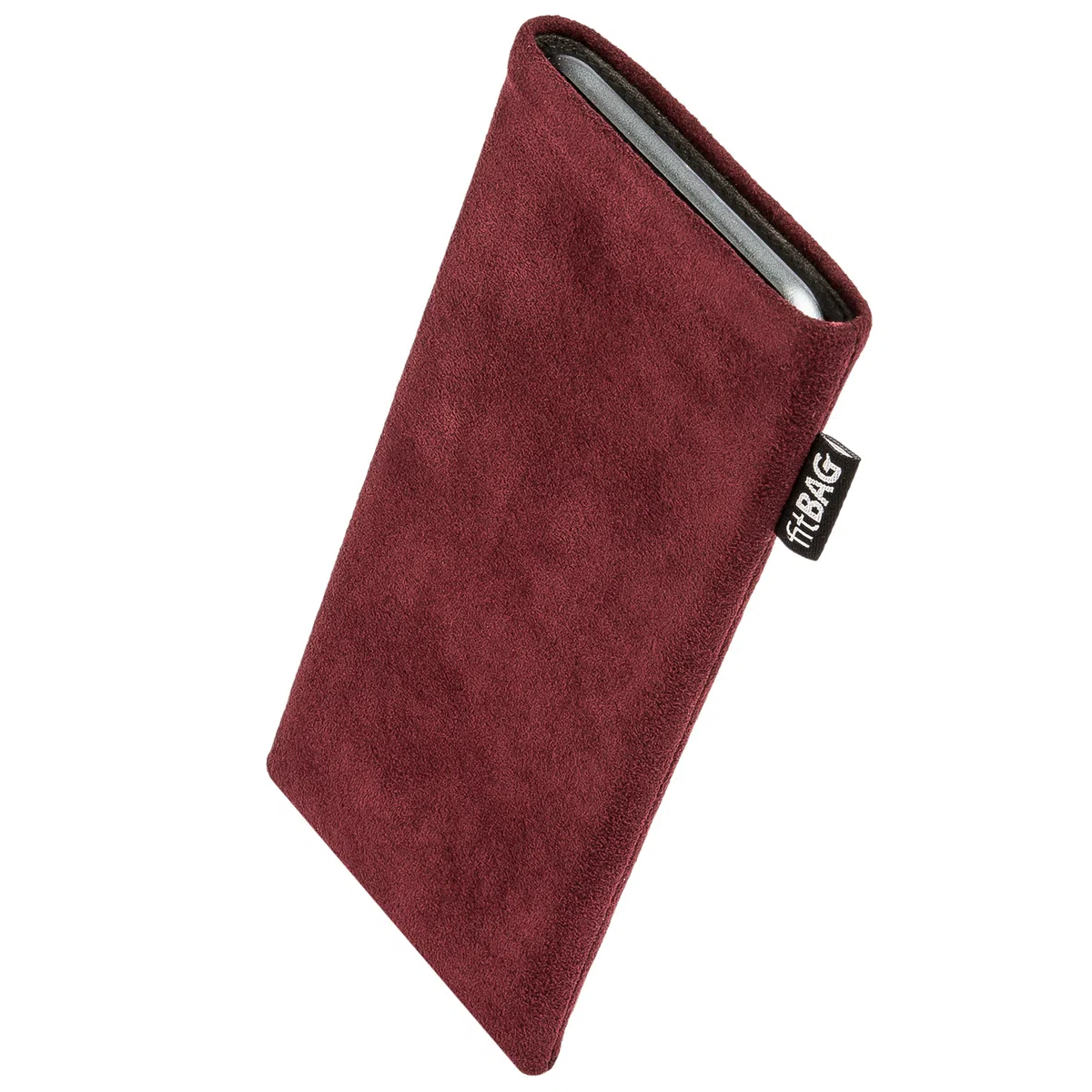 fitBAG Classic Weinrot Handytasche für Apple iPhone Air / 17 Air Tasche aus original Alcantara mit Microfaserinnenfutter | Hülle mit Reinigungsfunktion | Made in Germany