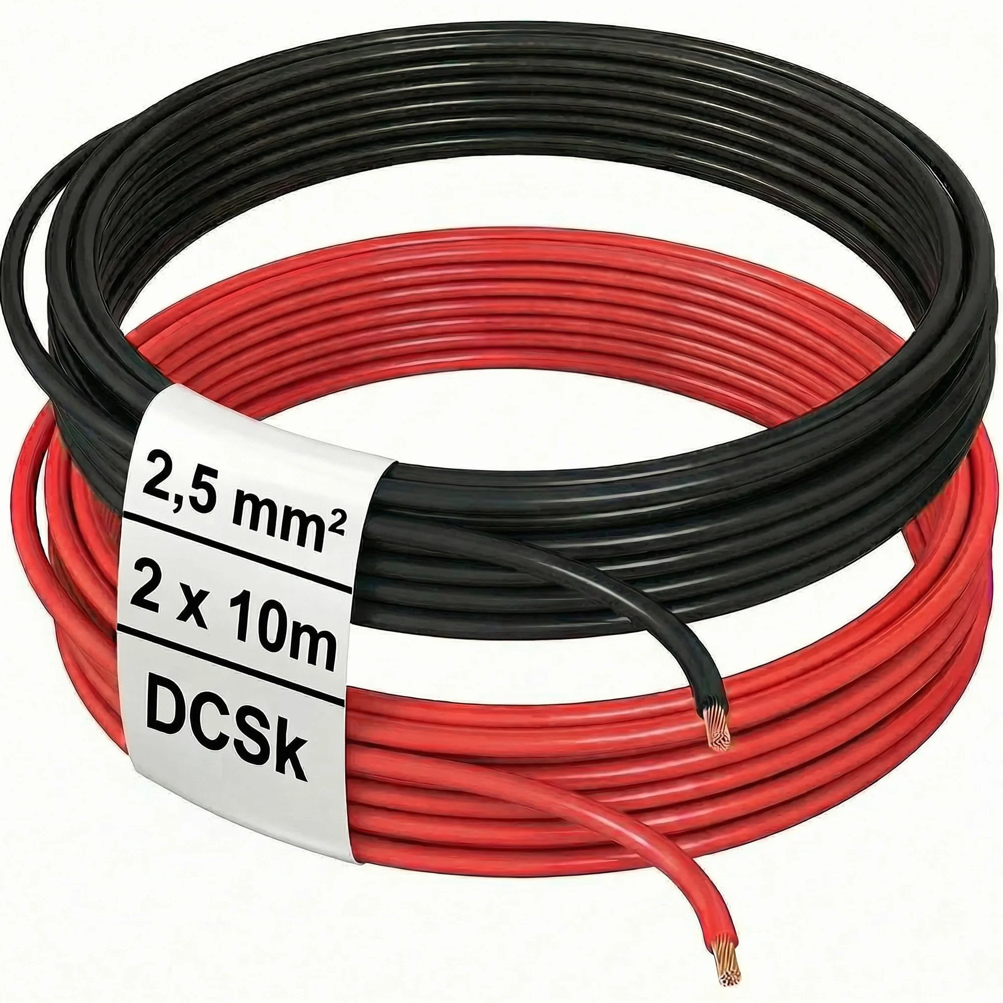 DCSk Kfz-Kabel 2,5mm² 10m FLRY B asymmetrisch 2.5 mm² Fahrzeugleitung Kfz Litze Farbset rot schwarz 2 5mm2
