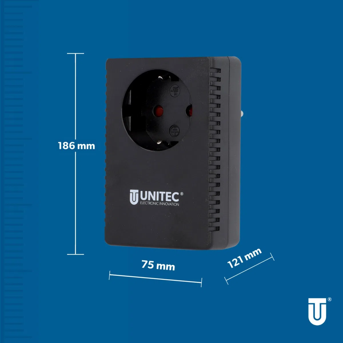 UNITEC Anlaufstrombegrenzer und Einschaltstrombegrenzer (230V ~/ 16A, Zwischenstecker, Strombegrenzer, Überspannungsschutz)