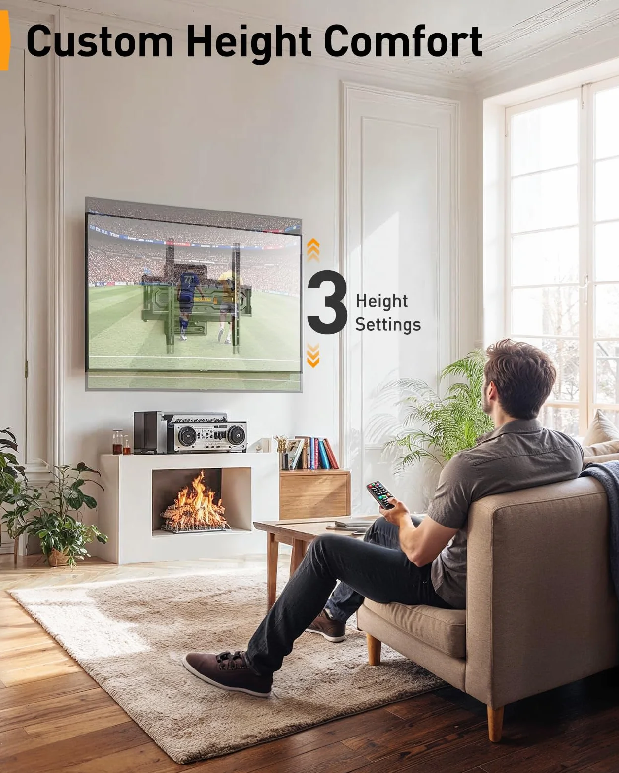 Perlegear TV Wandhalterung für 23-70 Zoll TVs bis 50 kg, Höhenverstellbare Wandhalterung Fernseher mit Schnelle Neigungsverstellung, Fernseher Halterung 55 Zoll Schwenkbar, Max VESA 400x400 mm