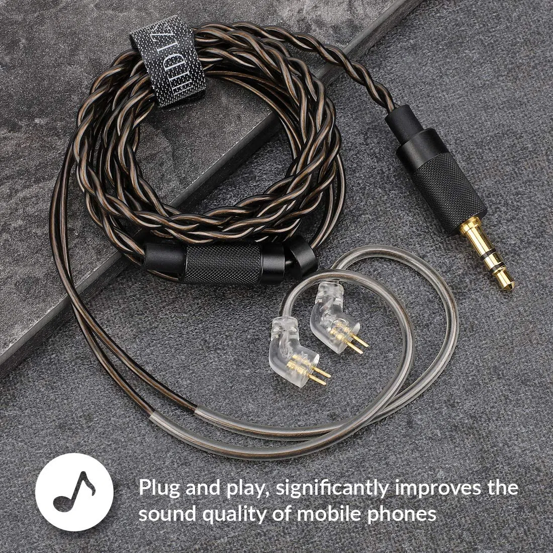 HIDIZS BL2.5 abnehmbares symmetrisches Kopfhörerkabel, 2.5 mm Stecker, Ersatz-Kopfhörer, Audiokabel, 2-polig, 0.78 mm IEM-Kabel für MS4 MS2 MS1 KZ ES4 ZSR ZST ZSR ED16 ZS10 TFZ TRN (2 0.5 mm