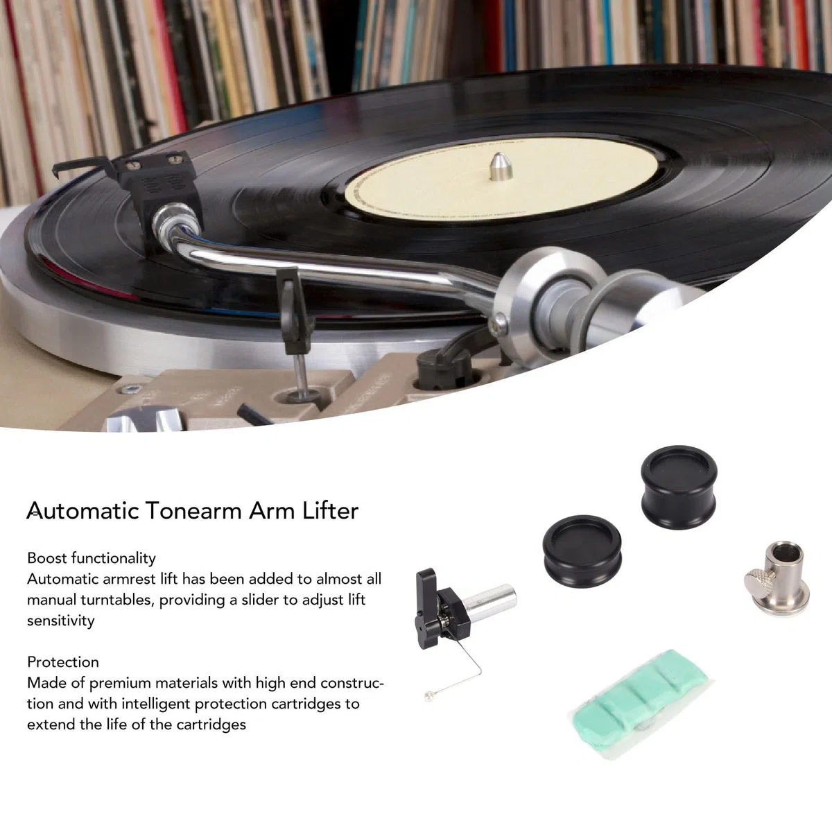 Automatischer Tonarm Armheber, Aluminium Tonarm Sicherheitserhöhung mit Einstellbarer Höhe für LP Plattenspieler Disc, Universeller Tonarm Lift mit Trigger Lift für Verschiedene