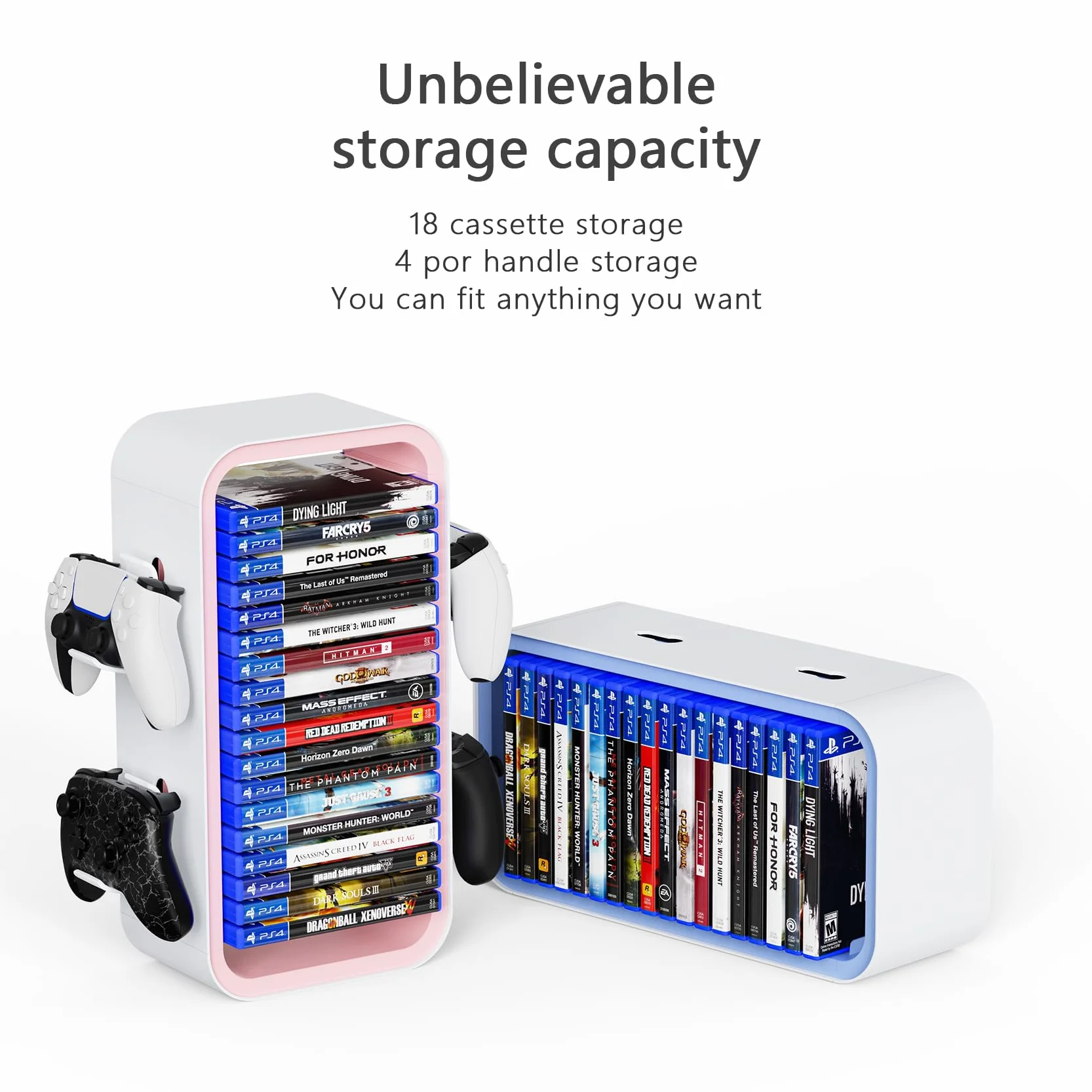 OYO-1 Aufbewahrungsturm für PS5/Xbox Series S/X und Switch Spiele, universeller Organizer für Discs und Controller, 18 Stück