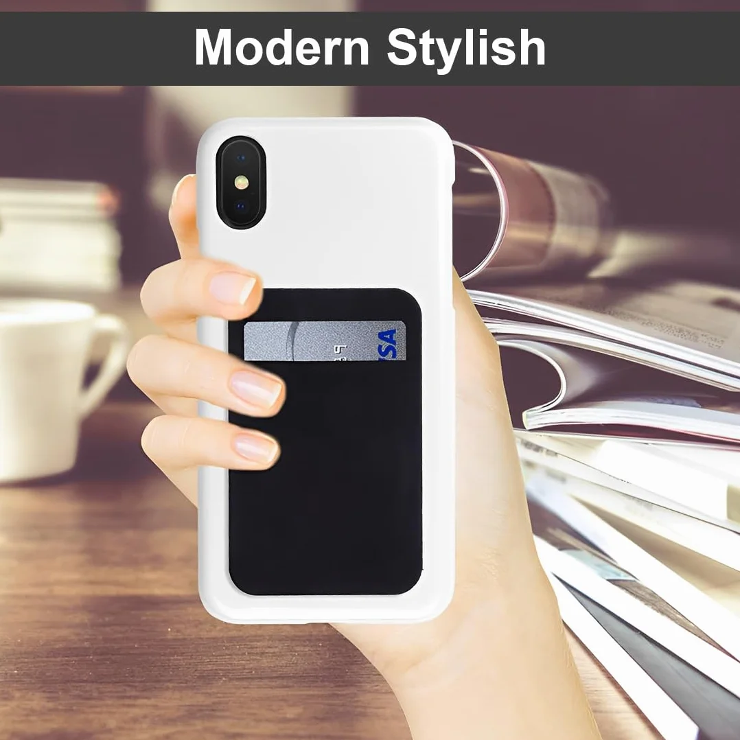 JEYORZY 2 pcs Handy-Kartenhalter, selbstklebend für die Rückseite des Handys Perfekt für Auswei und Kreditkarten jeglicher Art Einfach auf die Brieftasche aufkleben, Kompatibel mit Smartphone, Schwarz
