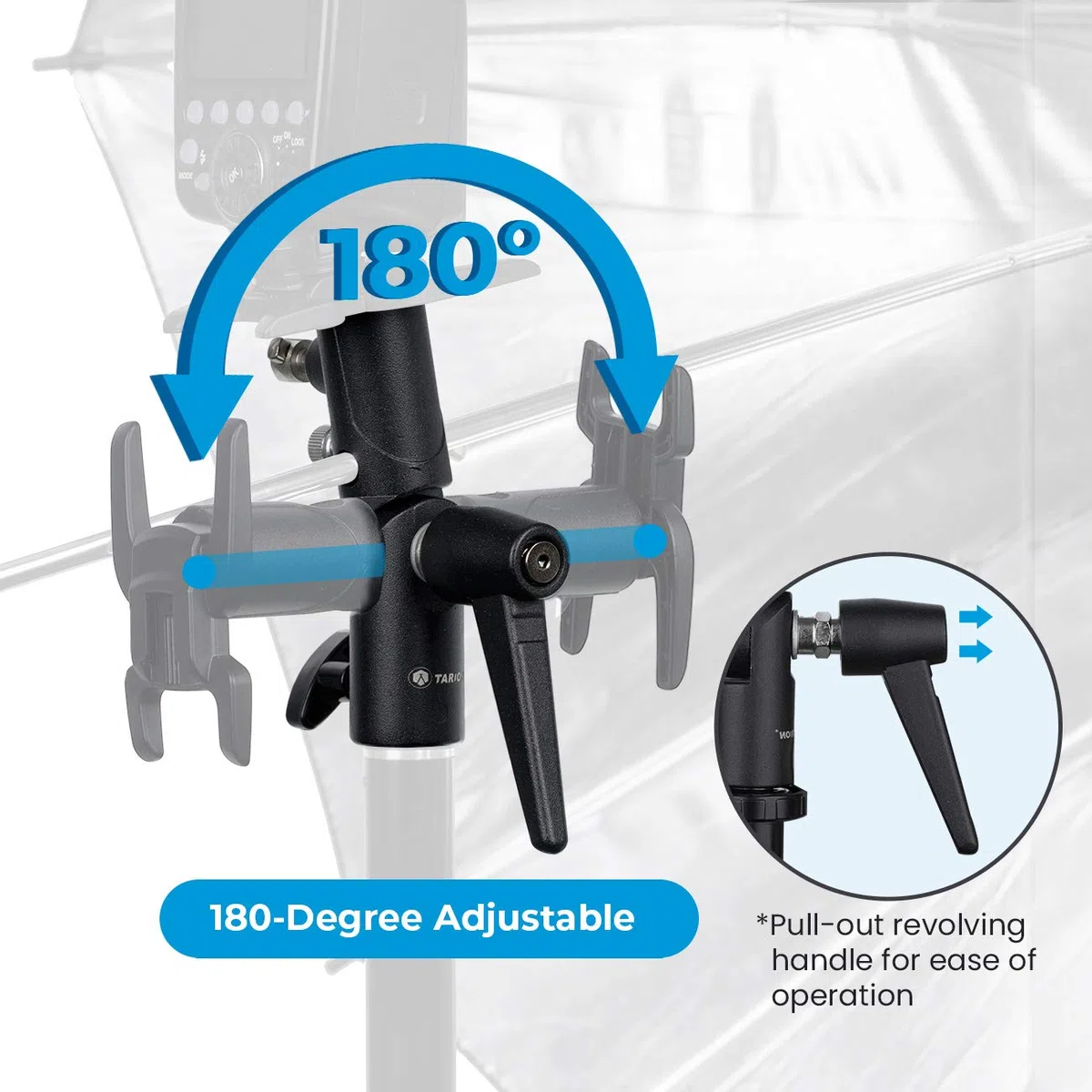 Blitzneiger Schirmhalter mit 1/4" auf 3/8" und 3/8" auf 1/4" Spigot Gewindeadapter