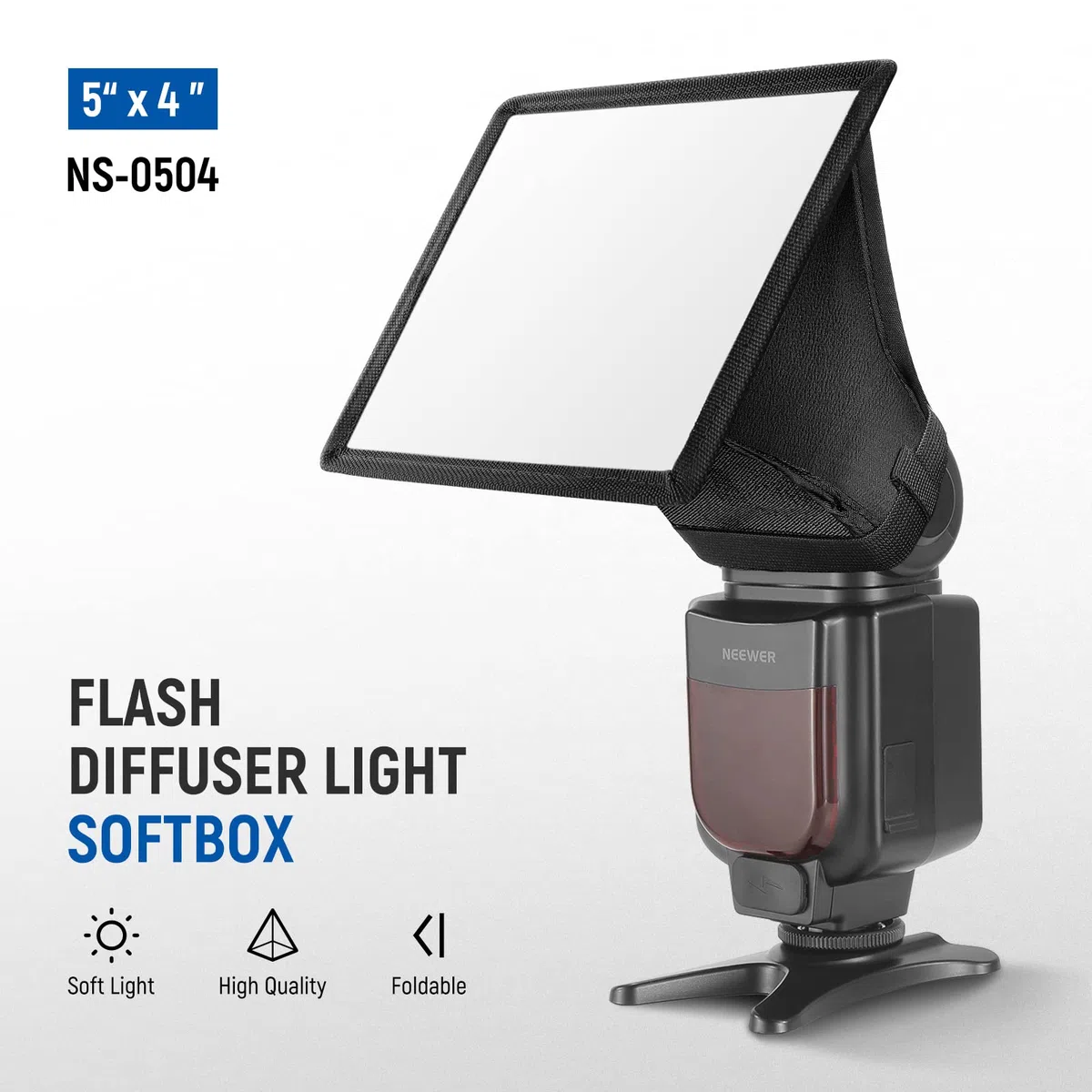 NEEWER Blitzdiffusor Licht Softbox 5" x 4", Universal, zusammenklappbar mit Aufbewahrungstasche Kompatibel mit Canon Nikon Sony Godox Yongnuo NEEWER Speedlight