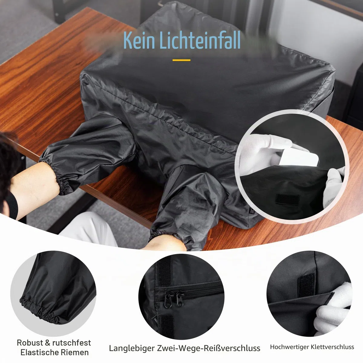 JJC Dunkelkammer Filmwechsel Zelt, Portable Double Layer Lightproof Anti-Static Fabric und Handschuhe, Schwarz Weiß 35mm 120 Format Film Fotografie Dunkelkammer Verarbeitung Zubehör