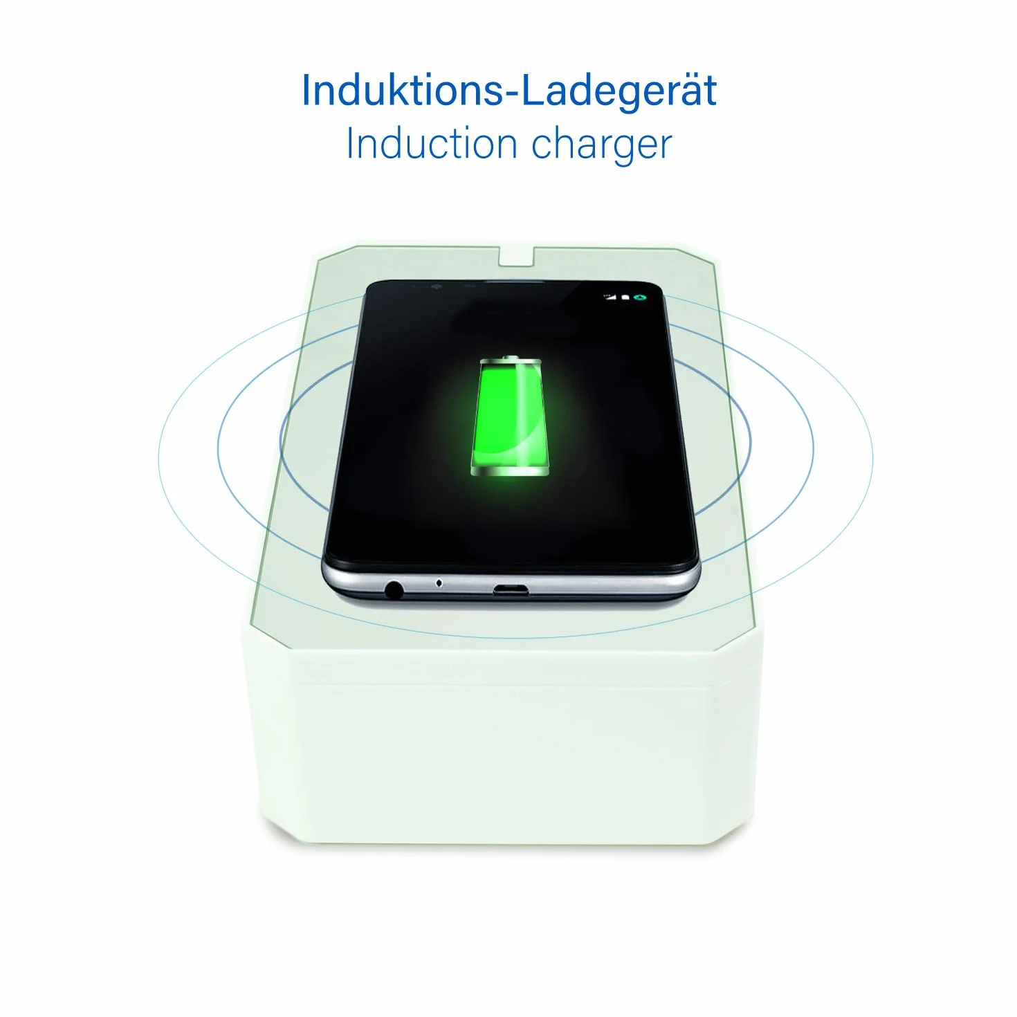LEICKE UV Handy Sterilisator box | Überbrückungshilfe III möglich | tragbares UV Smartphone Desinfektionsmittel mit Wireless Charge | Ideal für Masken, Handschuhe, Brillen, Schlüssel, Schmuck usw.