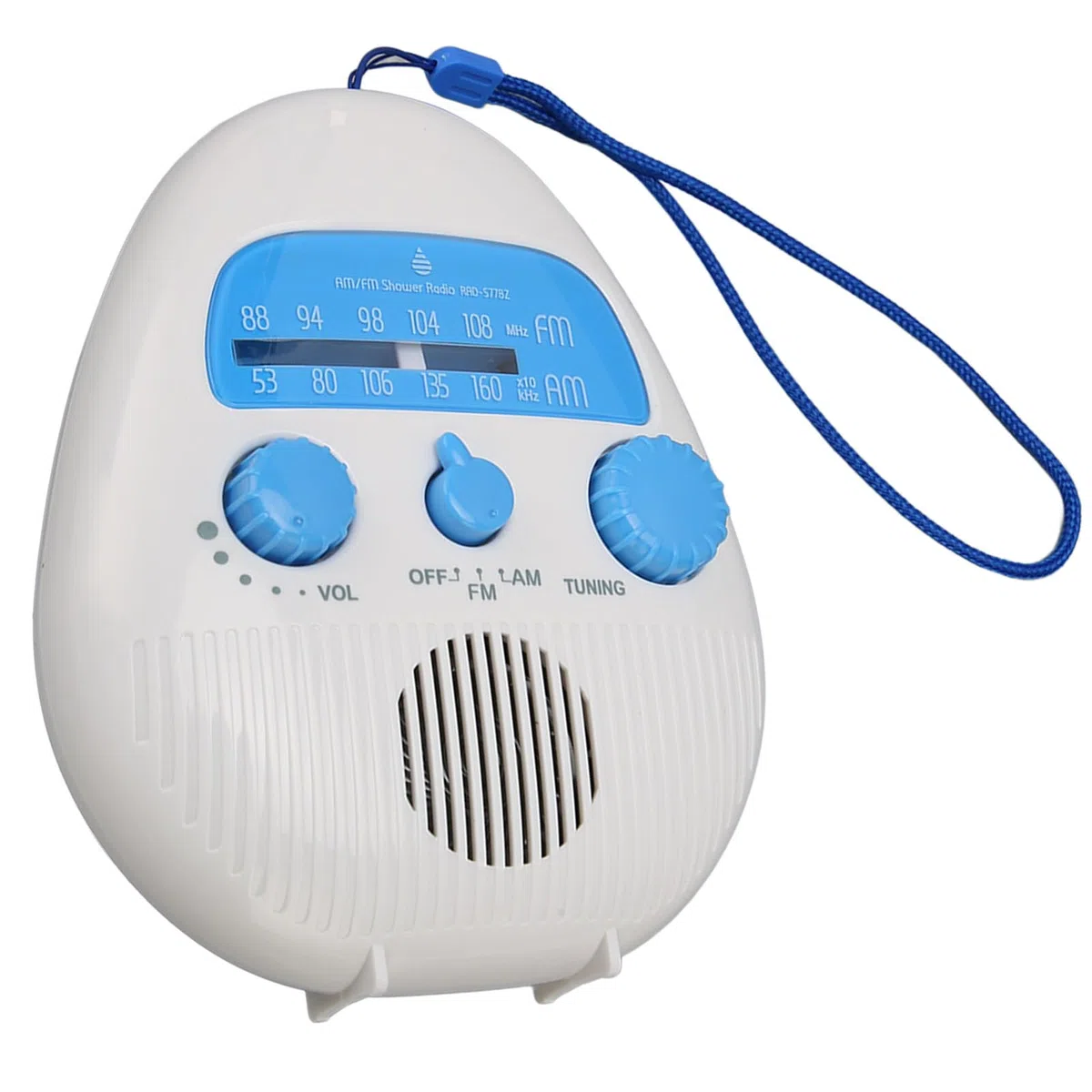 Wasserdichtes Duschradio, AM FM Badezimmer, Batteriebetrieben, Tragbar, Eingebauter Lautsprecher, Drehbarer Drehknopf, Einfache Abstimmung, Lautstärkeregelung für Zuhause, Party