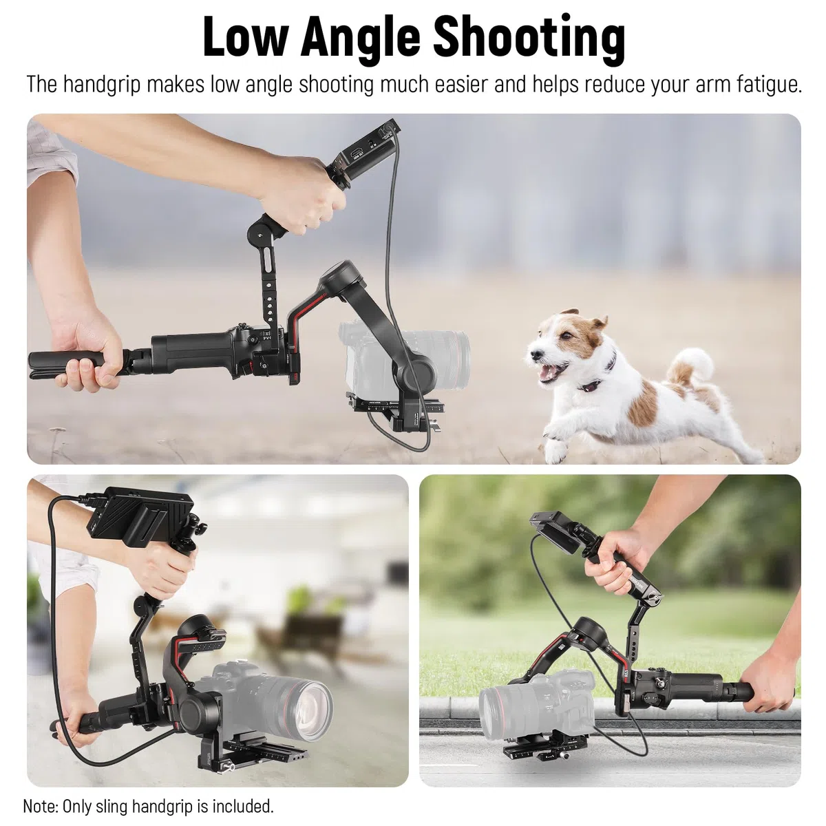 NEEWER Verstellbarer Sling Handgriff, kompatibel mit DJI Ronin RS5, RS4, RS3 Mini, RS 3 Pro, RS 2, RSC 2 Gimbal Stabilisator für Aufnahmen aus niedrigen Winkeln, maximale Belastung 13,2lb, ST49