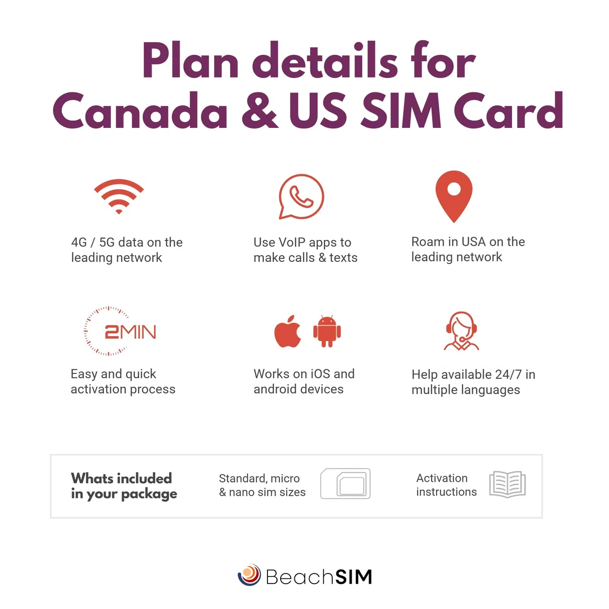 SIM Karte Kanada 30 Tage. 10 GB Datenvolumen mit 4G/5G-Netzen. Kostenloses Roaming in den USA. Nur Daten. Einfaches Aufladen. Funktioniert auf iOS- und Android-Geräten.