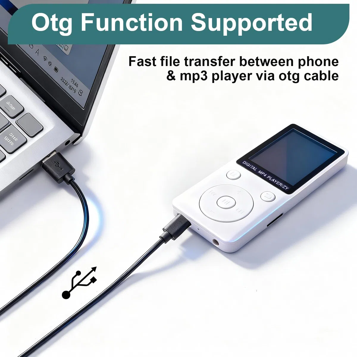 MP3 Player mit Bluetooth 5.2, 32GB Speicherkarte, 1,8 Zoll TFT Farbbildschirm, tragbarer Musikplayer mit Lautsprecher, FM Radio, Sprachaufnahme, E-Book, Video, Fotobetrachter, für Sport