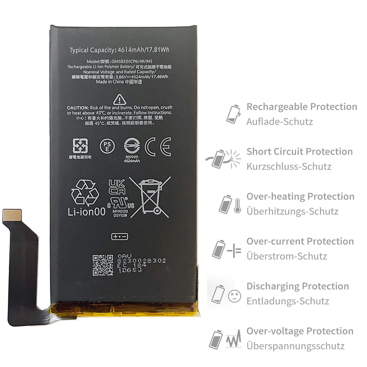 GMSB3 ersatz akku Kompatibel mit HTC Google Pixel 6 GB7N6 G9S9B16 GMSB3 mit Free Toolkit
