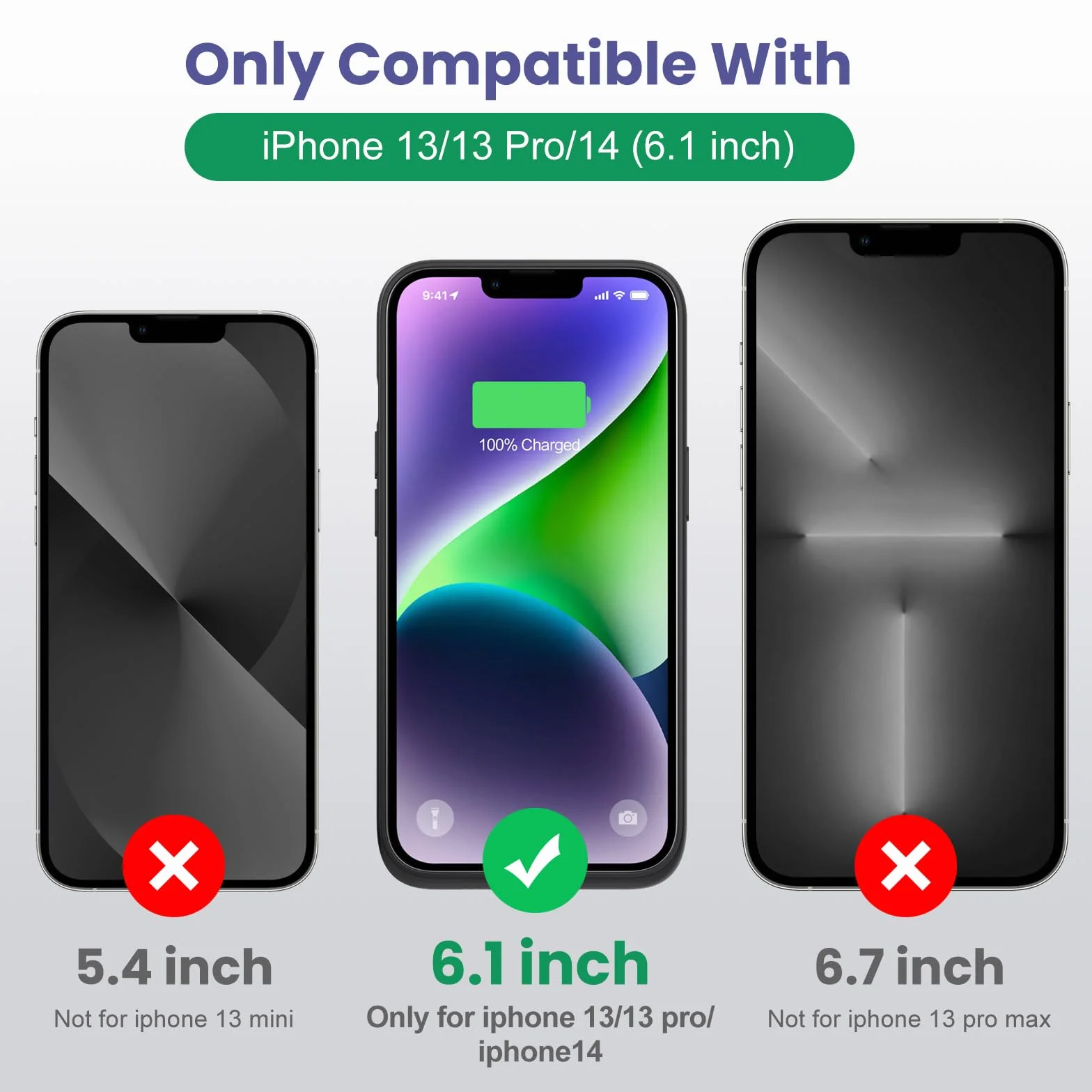 Akkuhülle für iPhone 13/13 Pro/14, 7500mAh Smart Battery Case Zusatzakku Ladehülle, 2023 Neues Tragbare Handyhülle Akku, Abnehmbare Powerbank Hülle Akku Case für iPhone 13/13 Pro/ 14 [6,1''] (Schwarz)